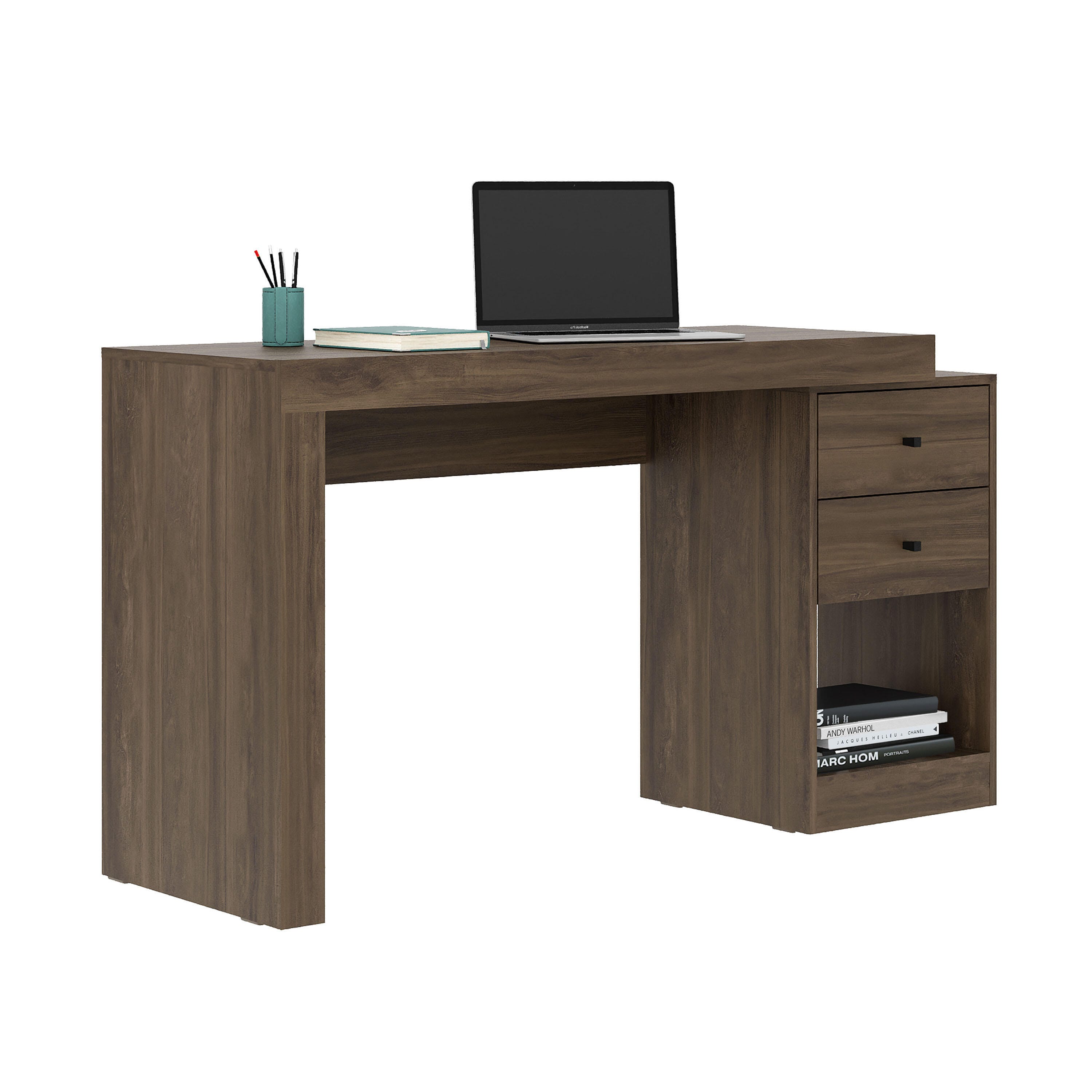 Techni Mobili 47" Expandable Home Office Desk, Walnut, large