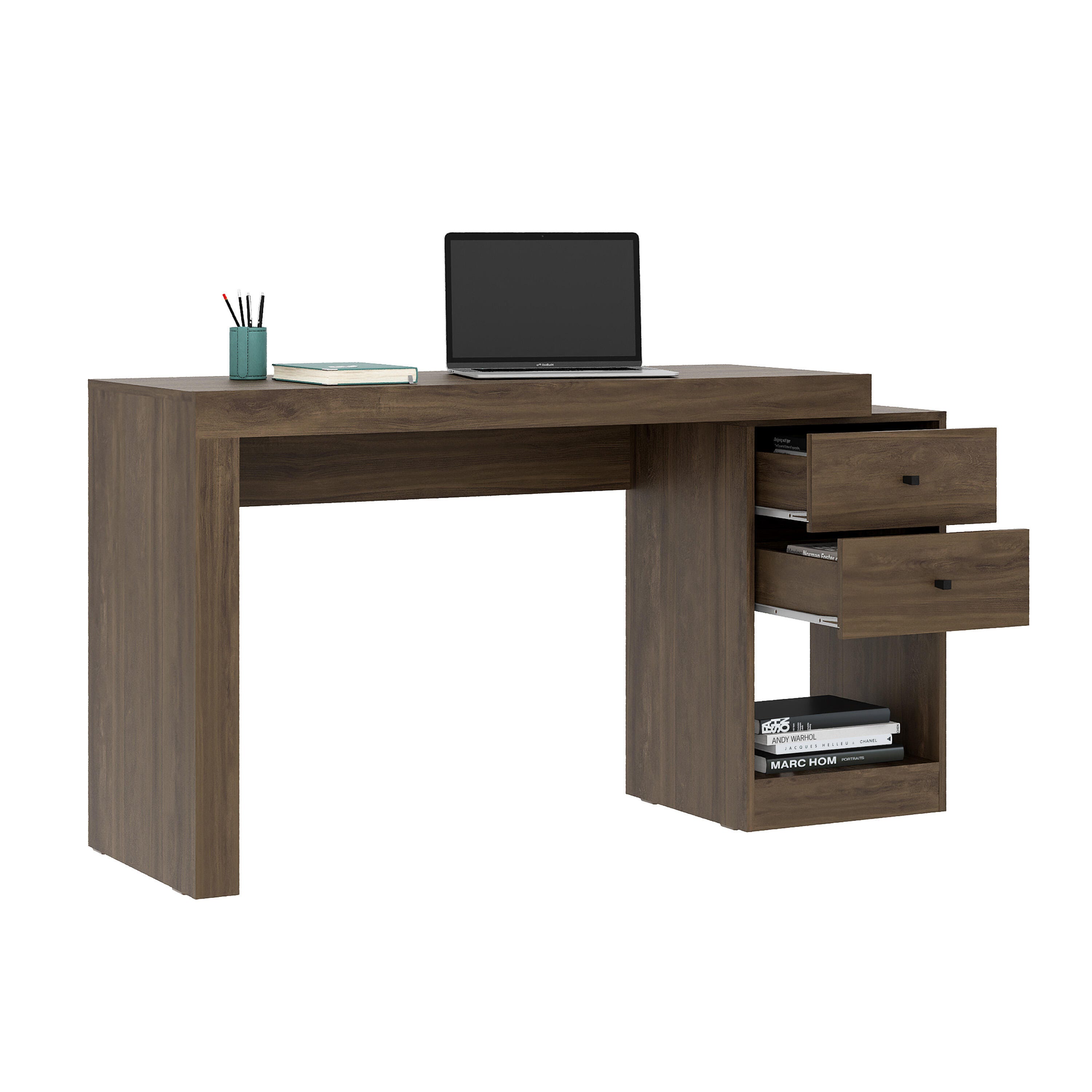 Techni Mobili 47" Expandable Home Office Desk, Walnut, large