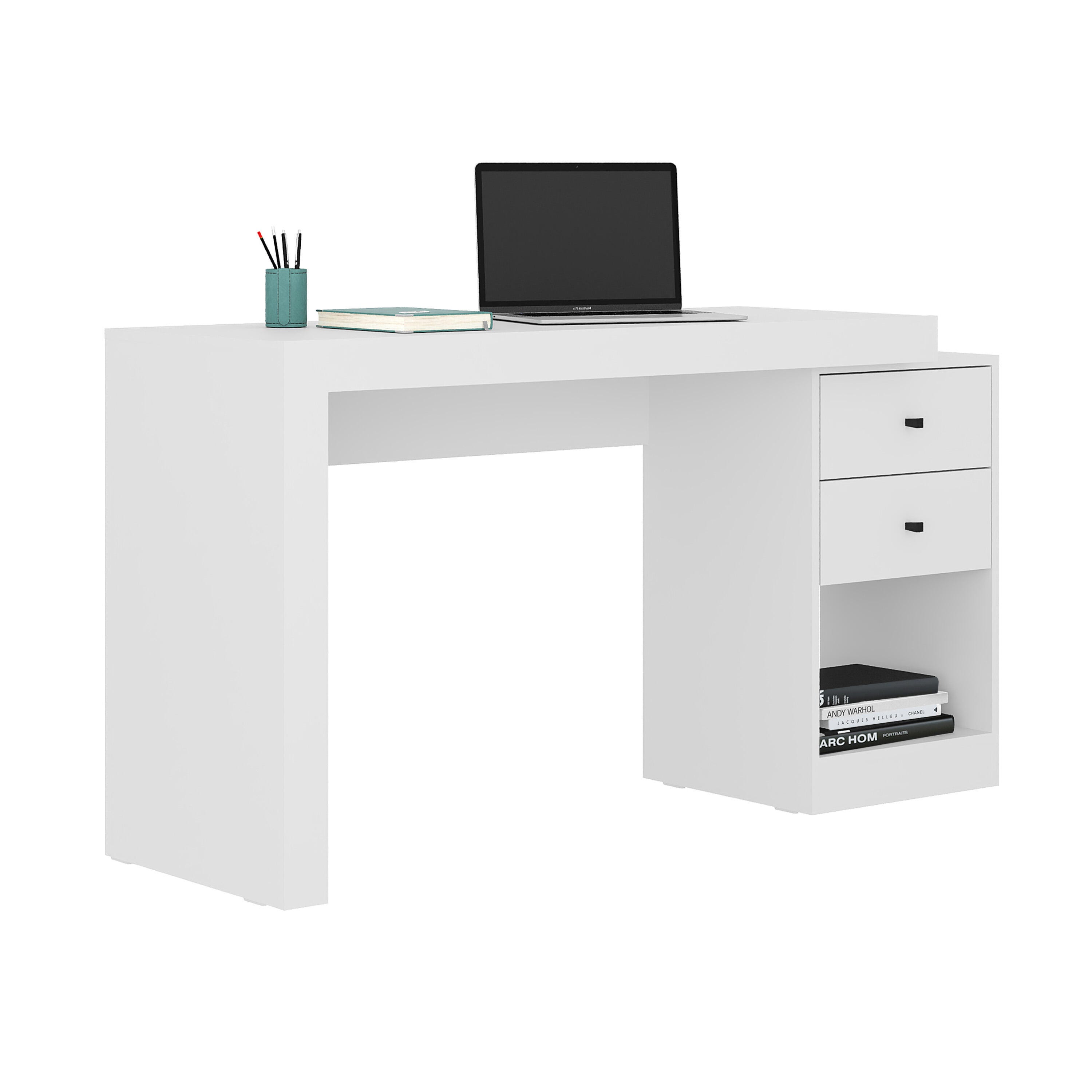 Techni Mobili 47" Expandable Home Office Desk, White, large