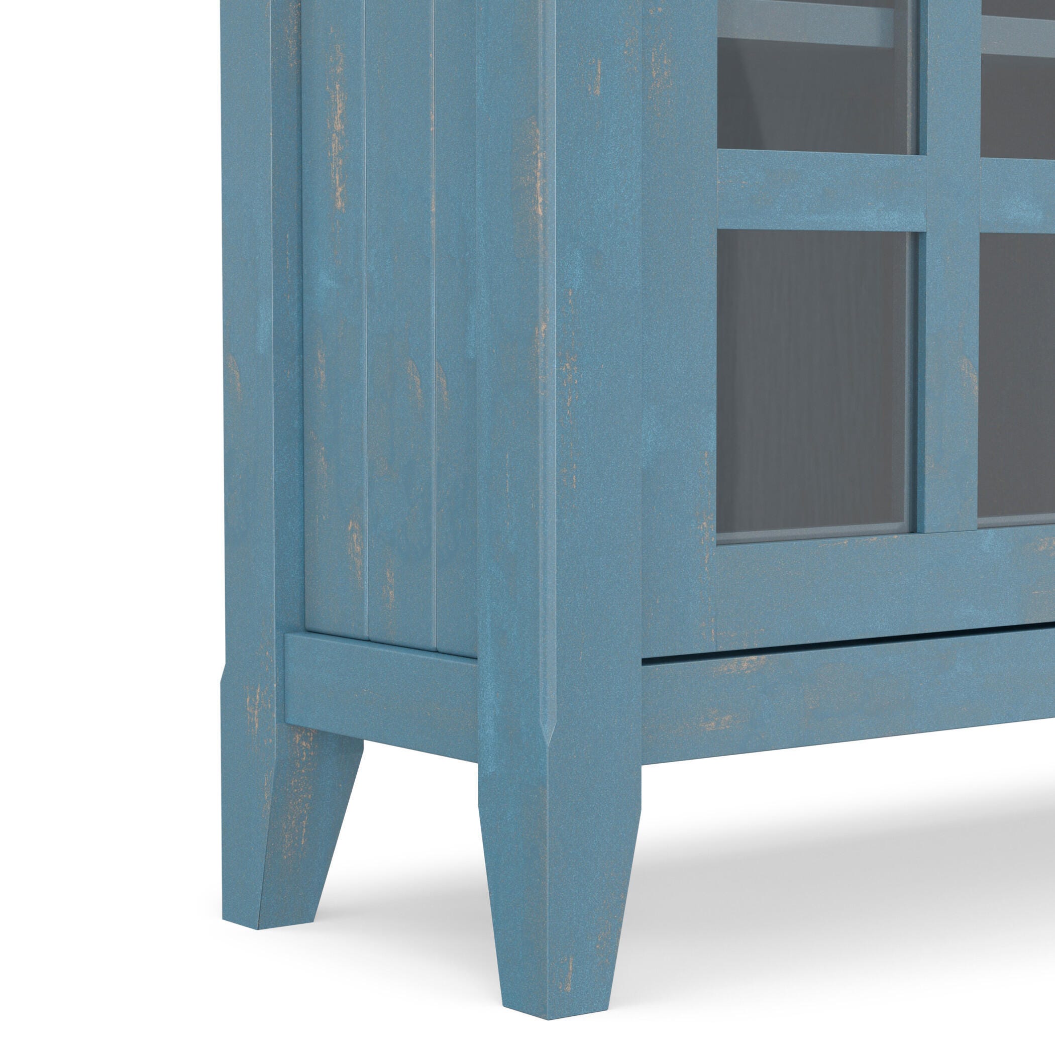 Simpli Home Acadian 36" Accent Cabinet, Distressed Coastal Blue, large