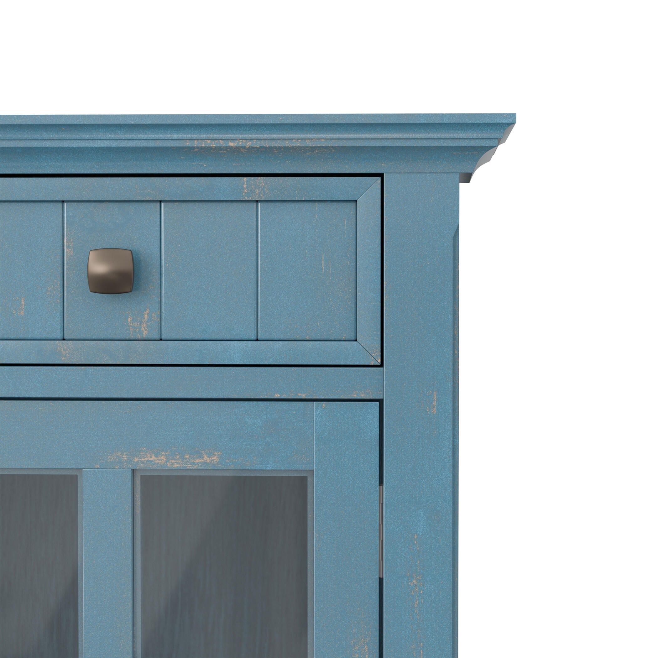 Simpli Home Acadian 36" Accent Cabinet, Distressed Coastal Blue, large