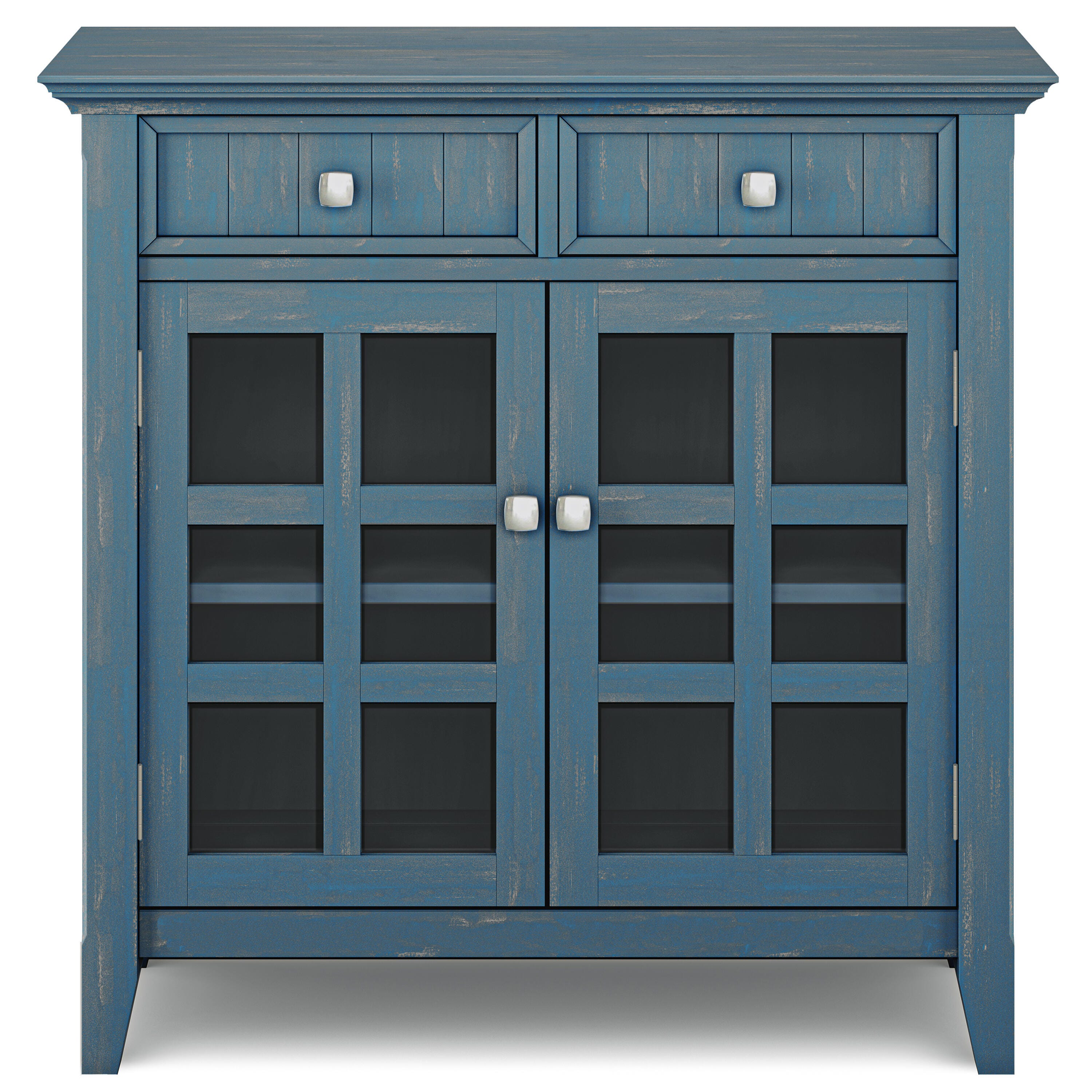 Simpli Home Acadian 36" Accent Cabinet, Distressed Coastal Blue, large