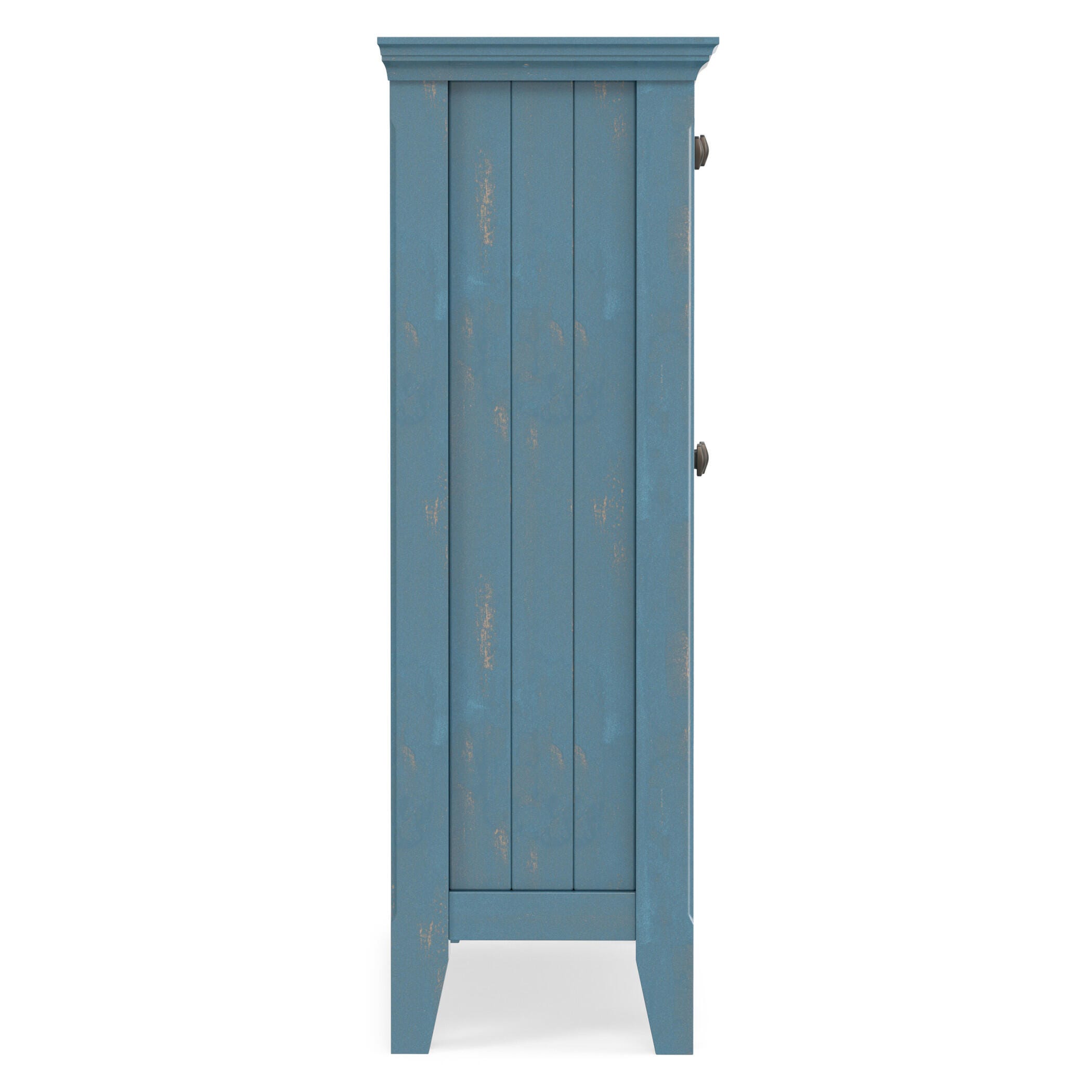 Simpli Home Acadian 36" Accent Cabinet, Distressed Coastal Blue, large