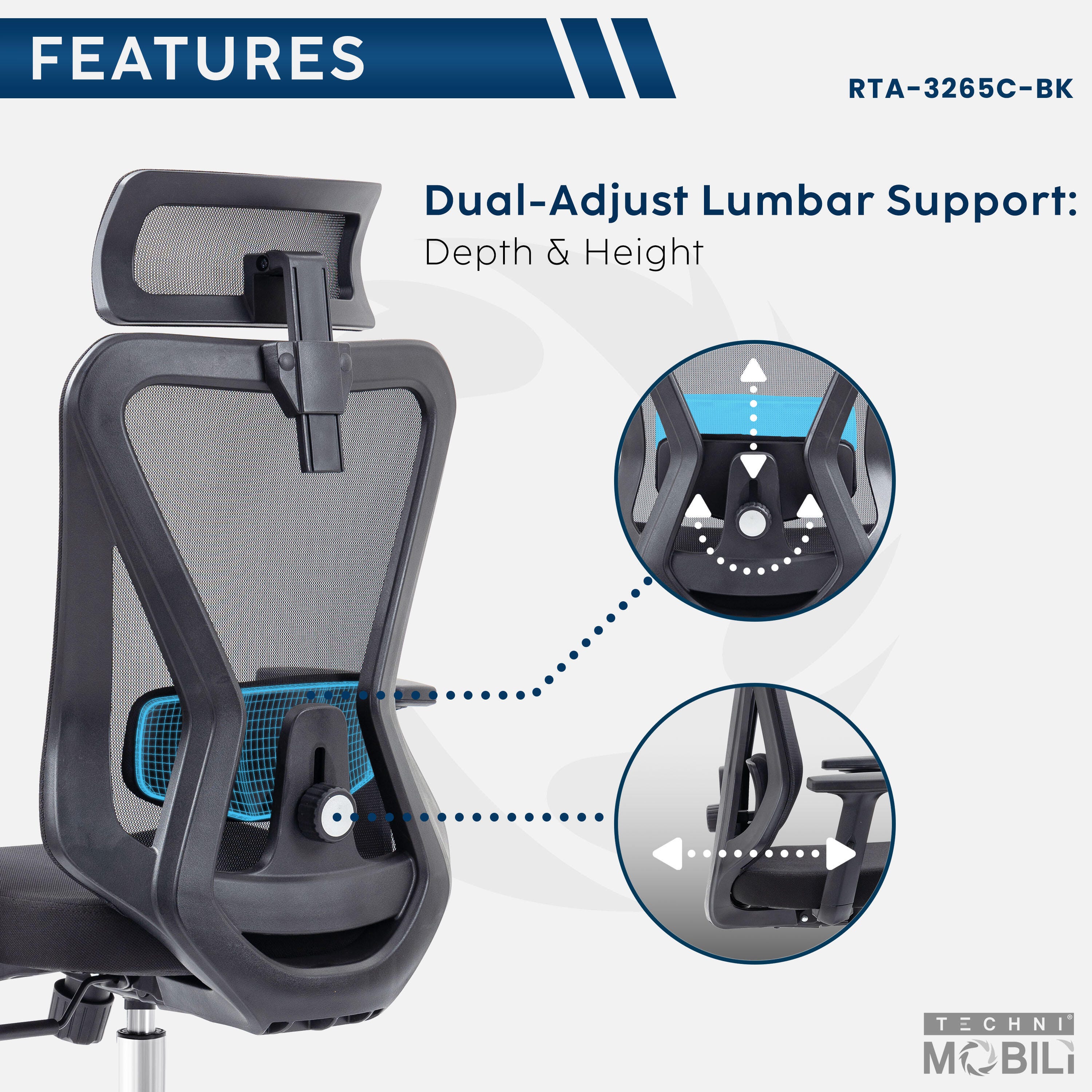 Techni Mobili Ergonomic Home Office Desk Chair, , large