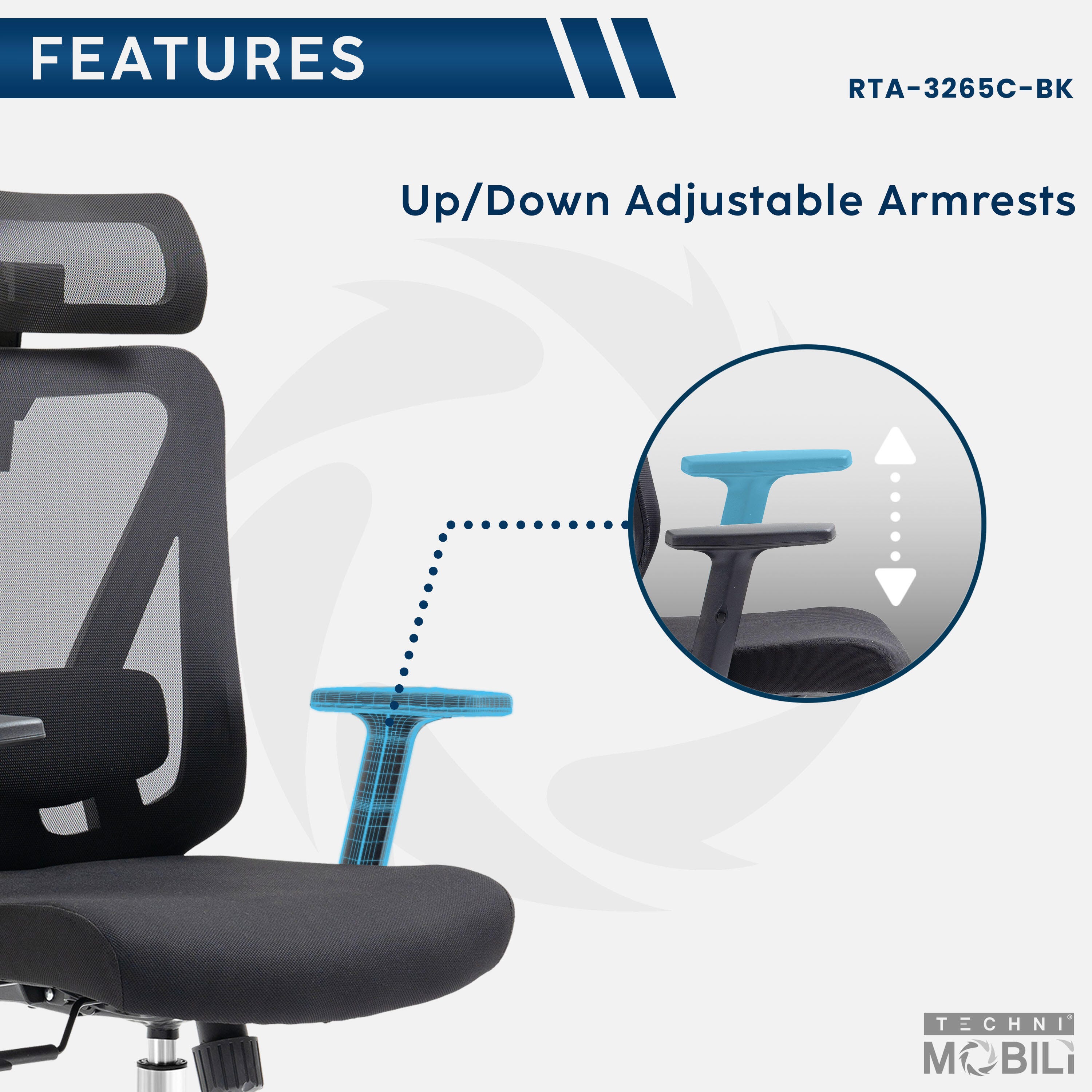 Techni Mobili Ergonomic Home Office Desk Chair, , large