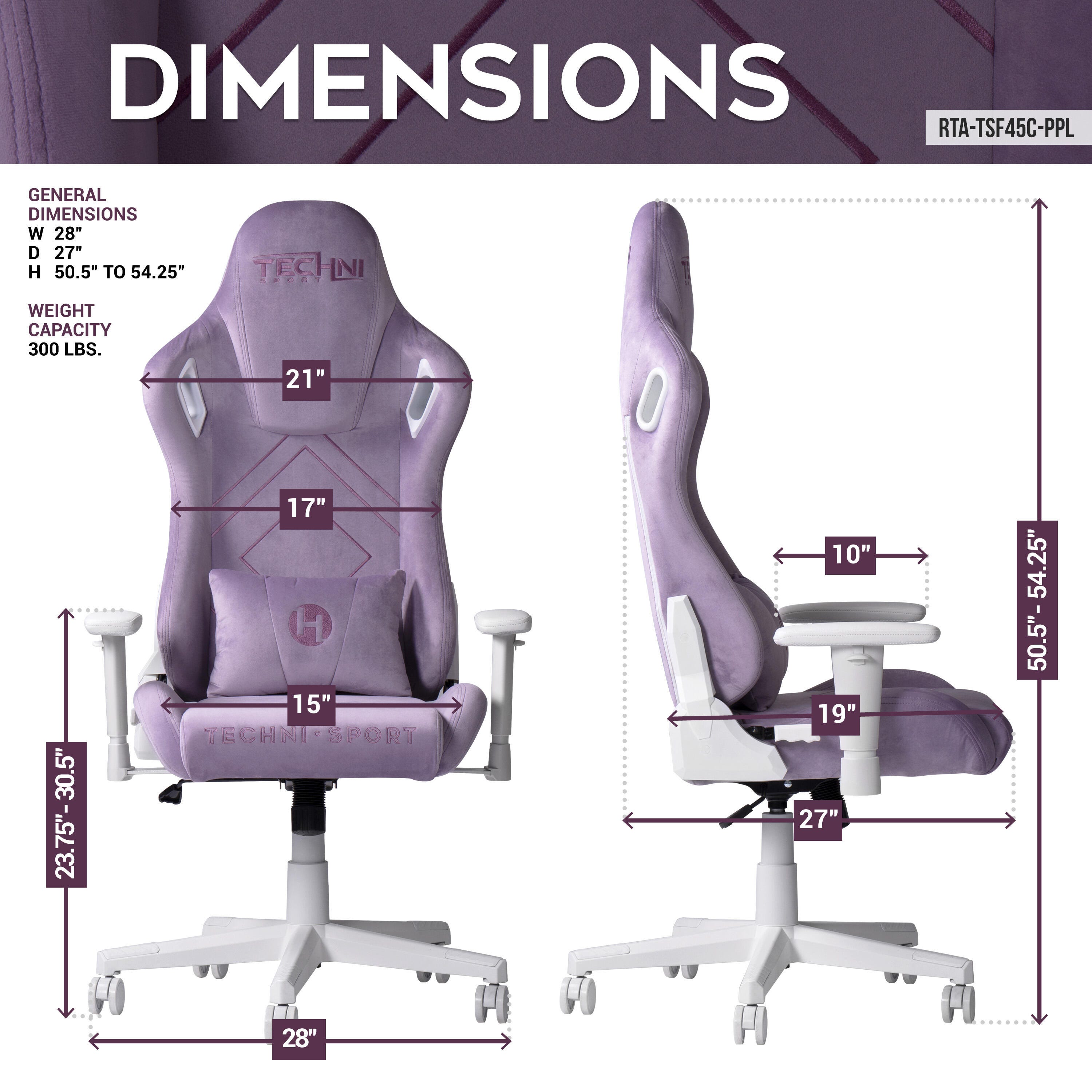 Techni Sport Gaming Chair, Purple, large