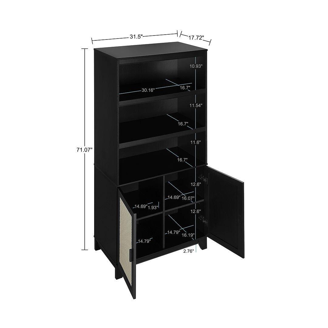 Sheridan Cane 71" Bookcase, Black, large