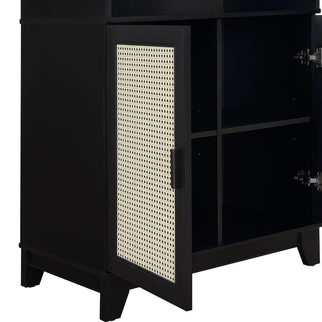 Sheridan Cane 71" Bookcase, Black, large