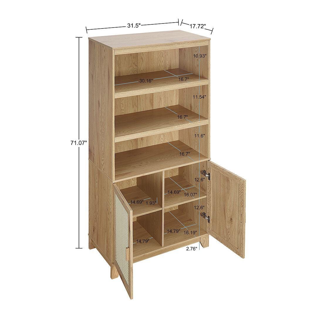 Sheridan Cane 71" Bookcase, Natural, large
