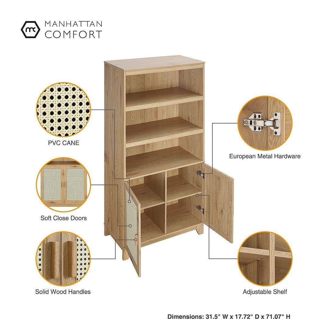 Sheridan Cane 71" Bookcase, Natural, large