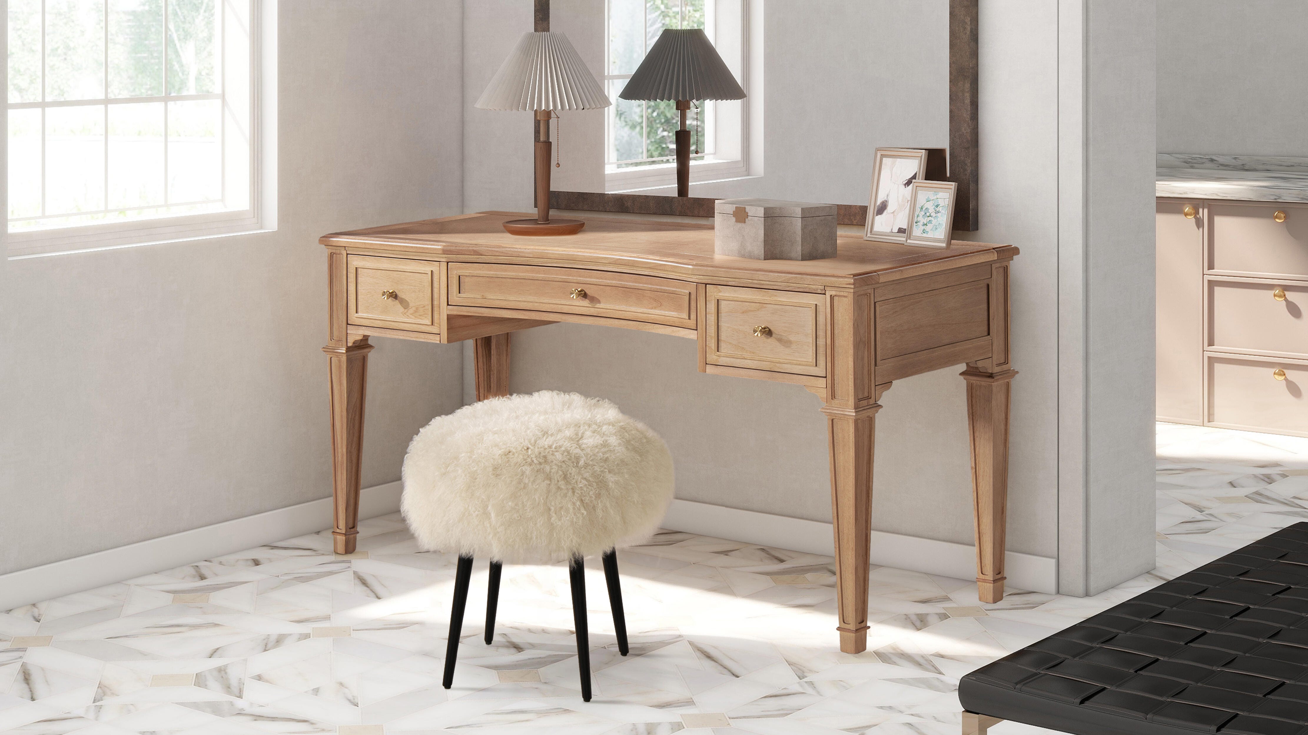 Dauphin 55" Executive Desk, Natural Brown, rollover