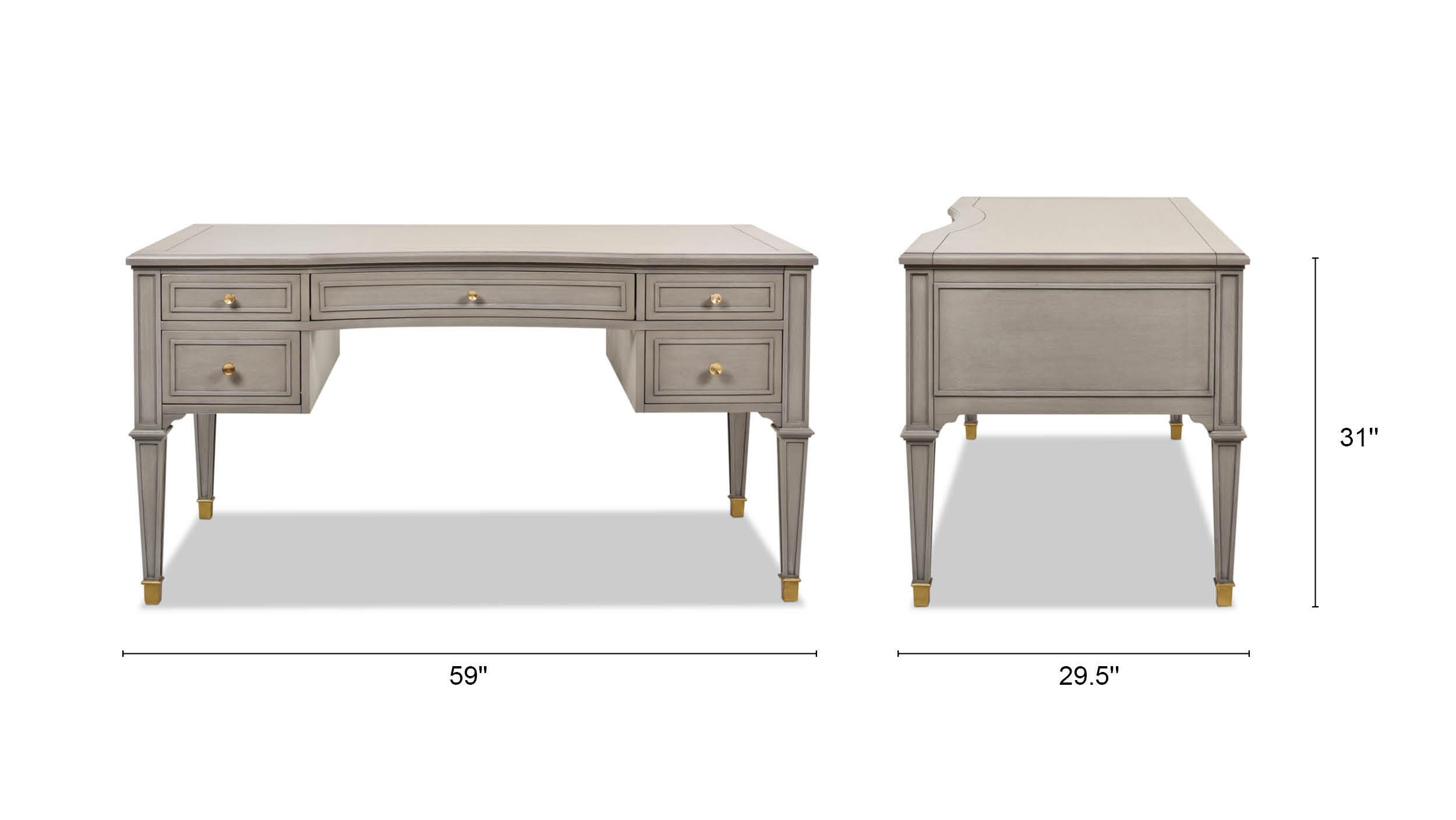 Dauphin 59" Executive Desk, Gray, large