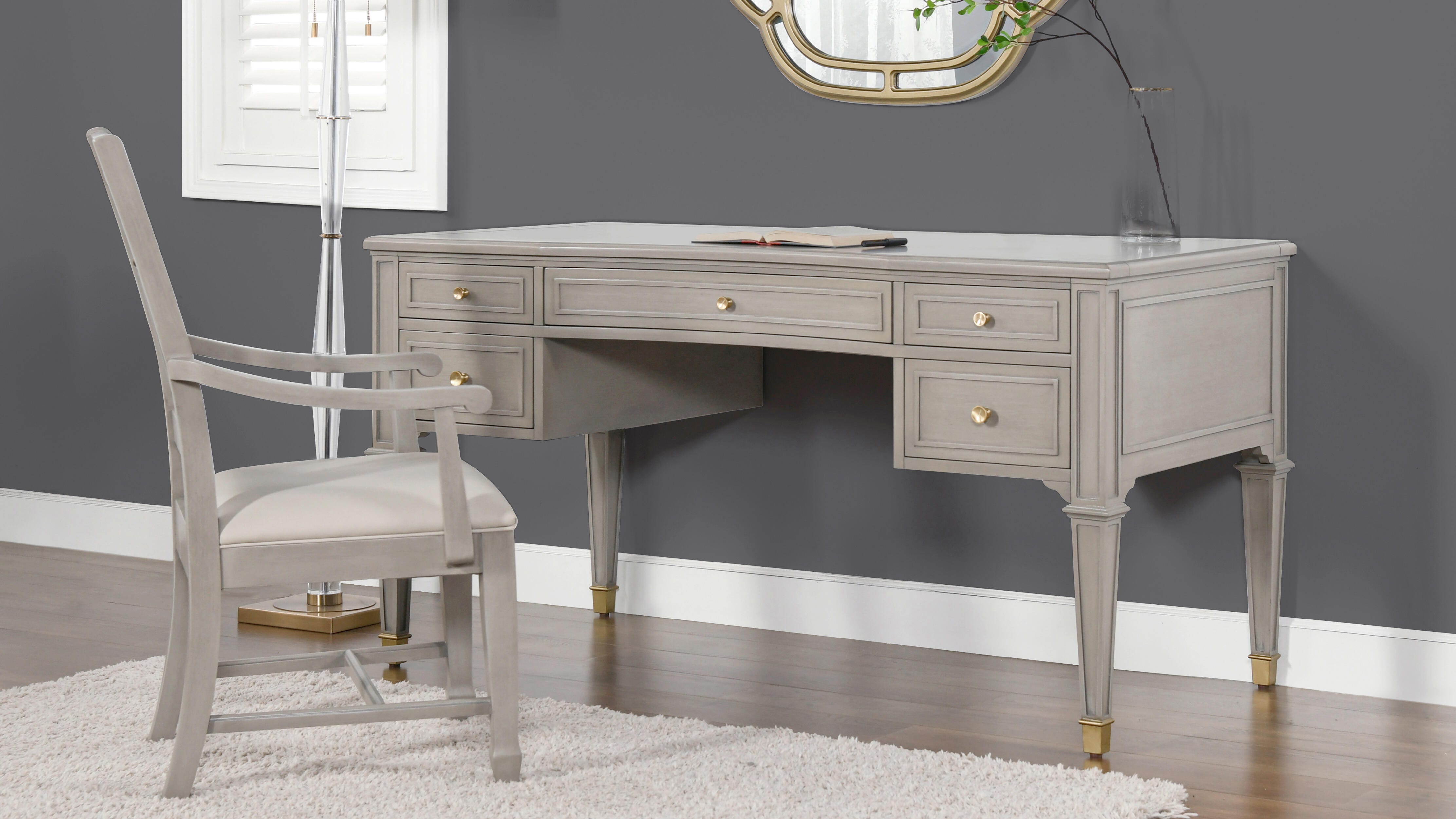 Dauphin 59" Executive Desk, Gray, large