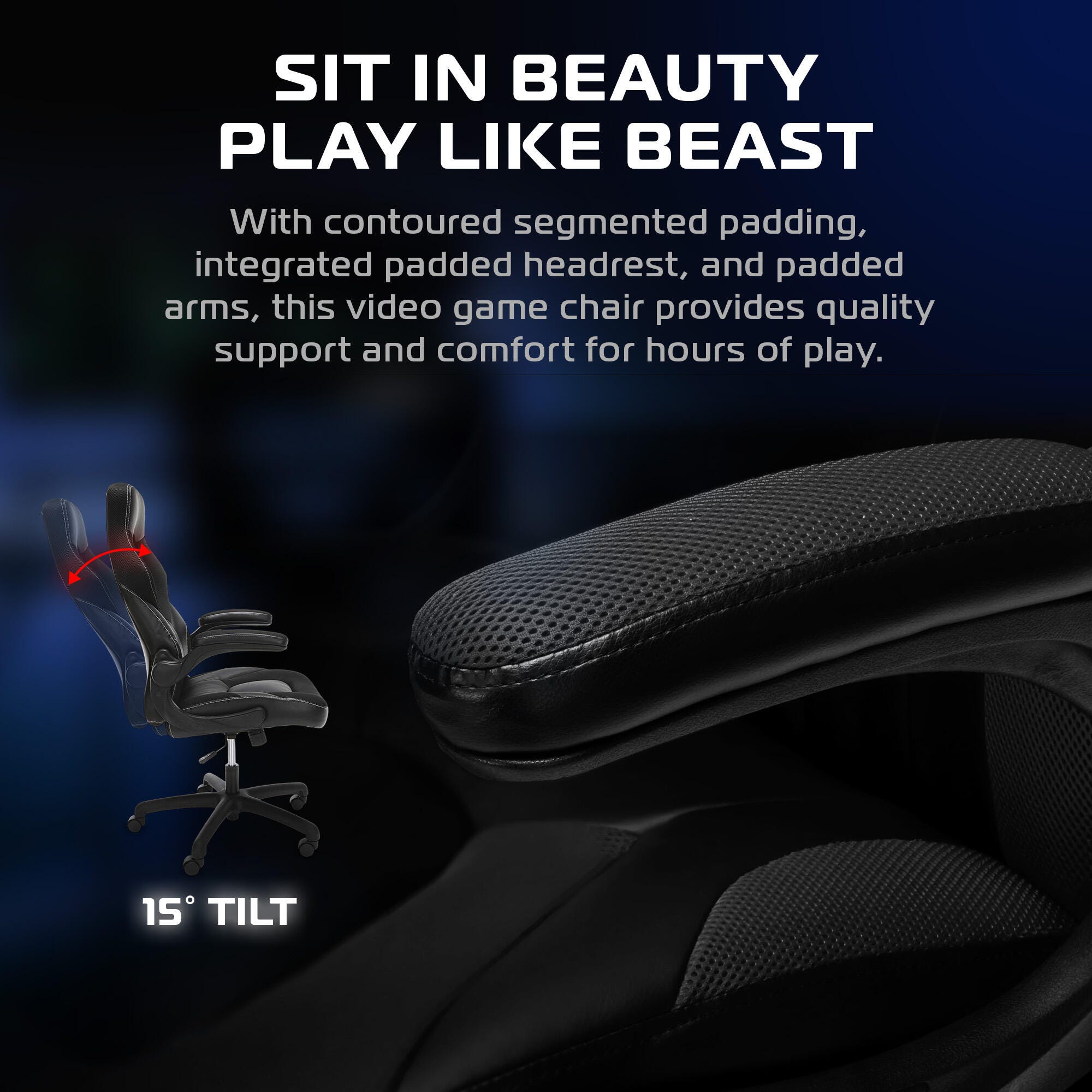 RESPAWN 3085 Ergonomic Gaming Chair, Black, large