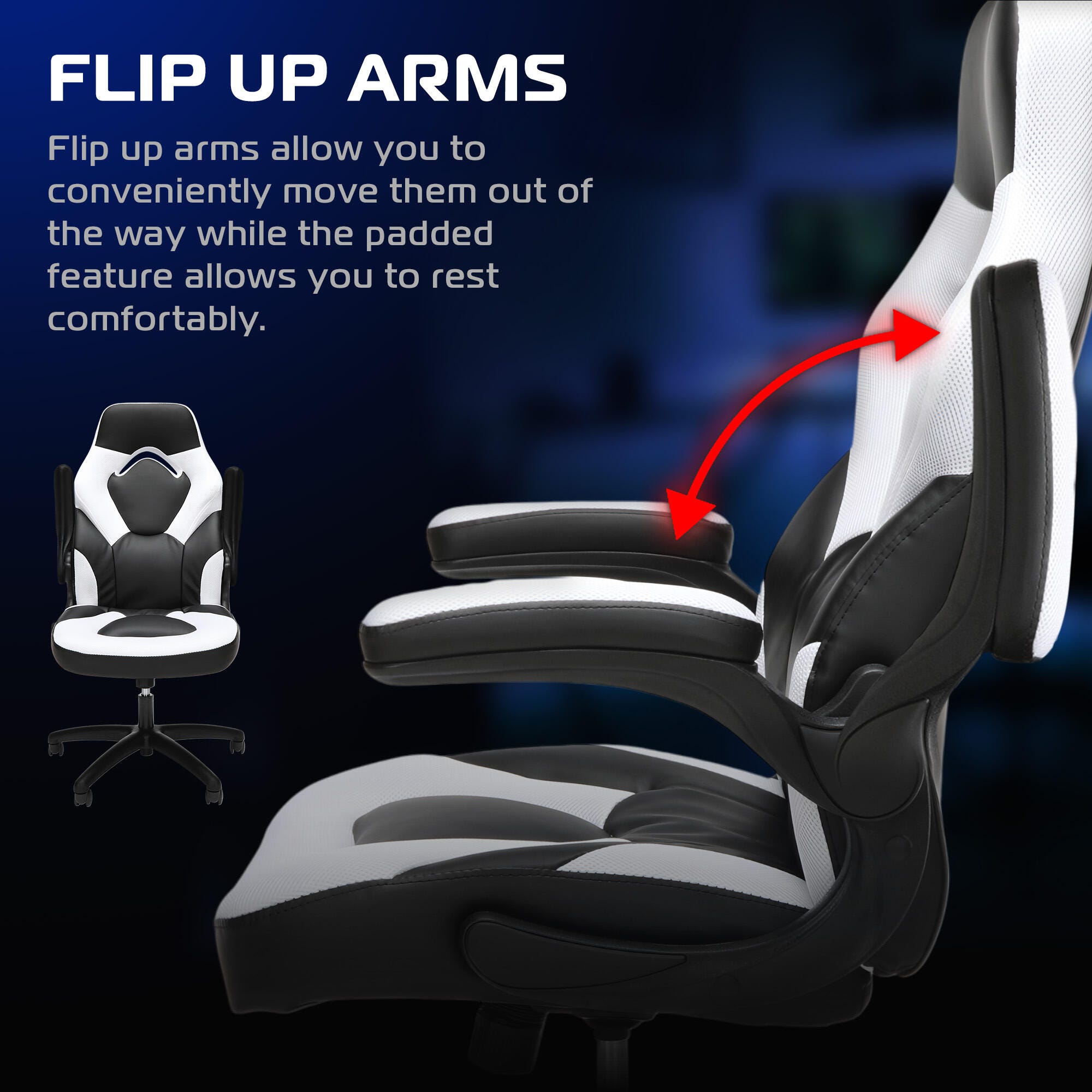 RESPAWN 3085 Ergonomic Gaming Chair, White, large