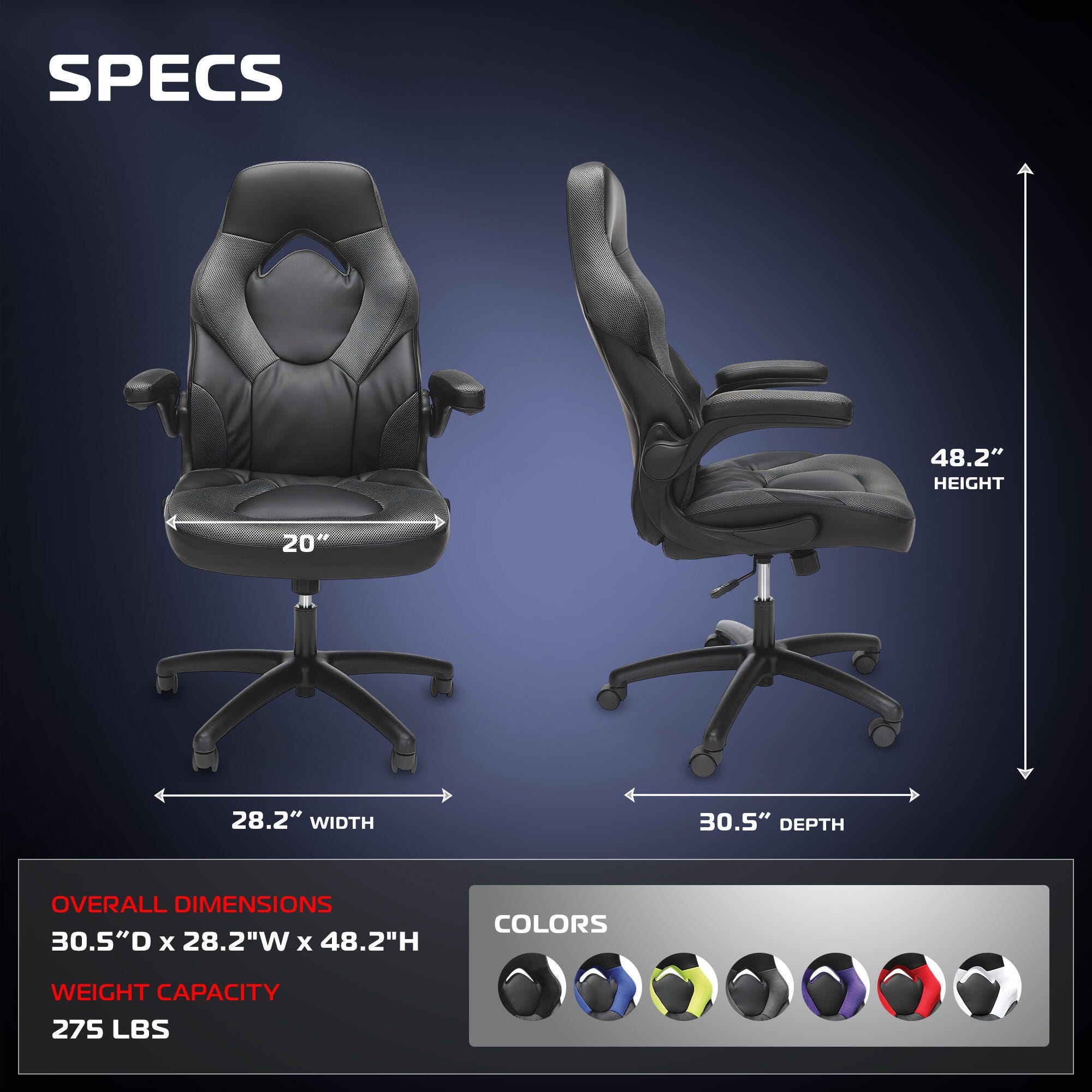 RESPAWN 3085 Ergonomic Gaming Chair, Gray, large