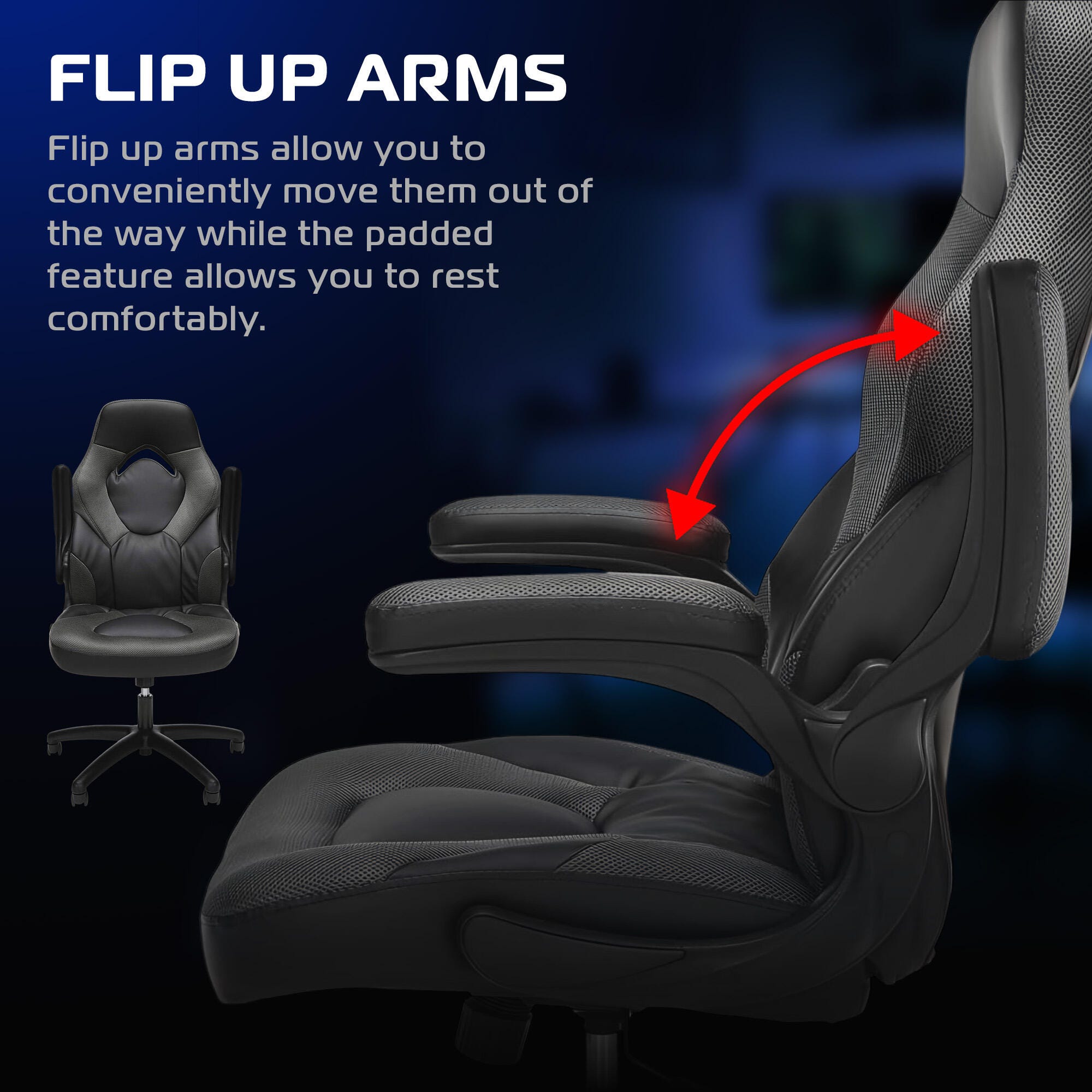 RESPAWN 3085 Ergonomic Gaming Chair, Gray, large