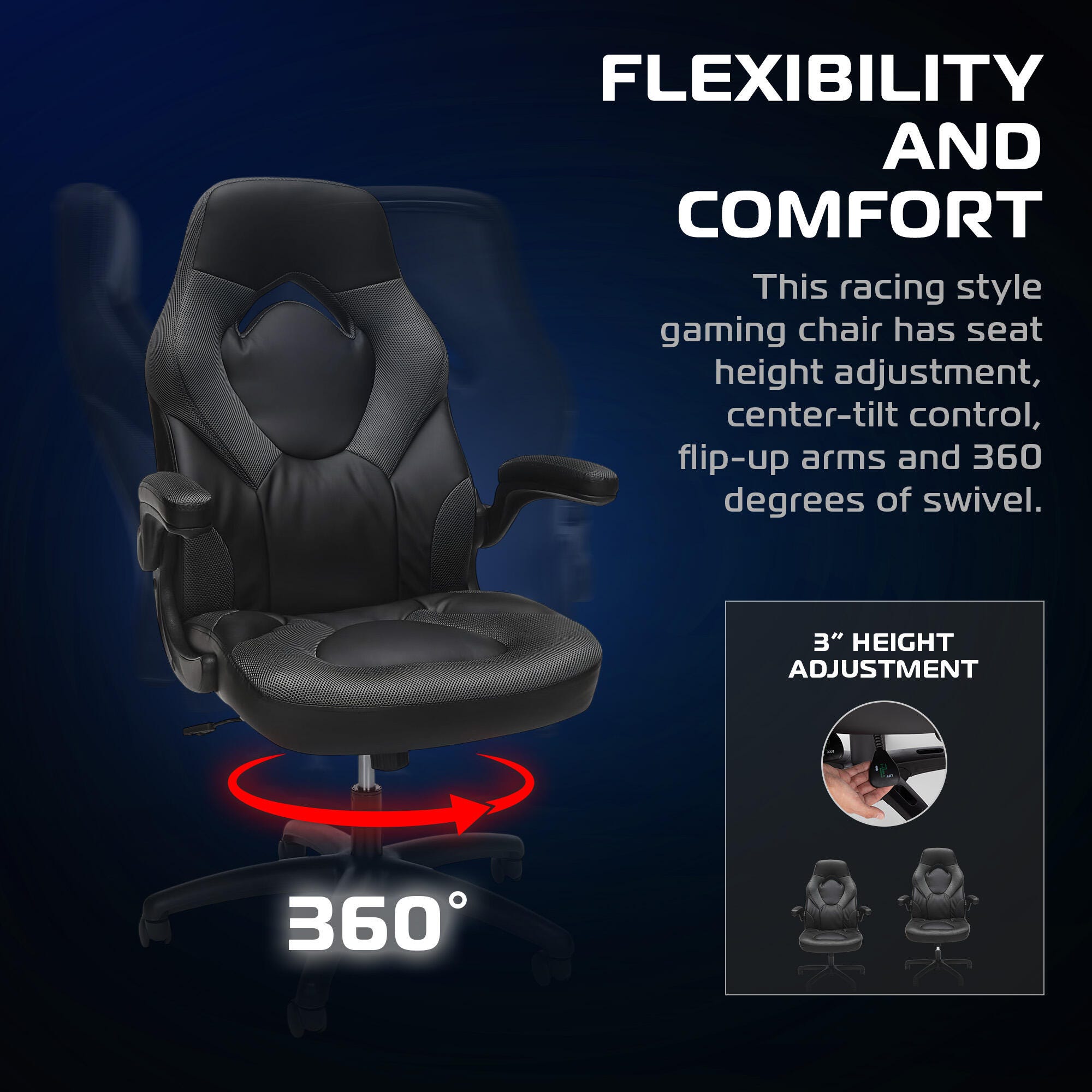 RESPAWN 3085 Ergonomic Gaming Chair, Gray, large