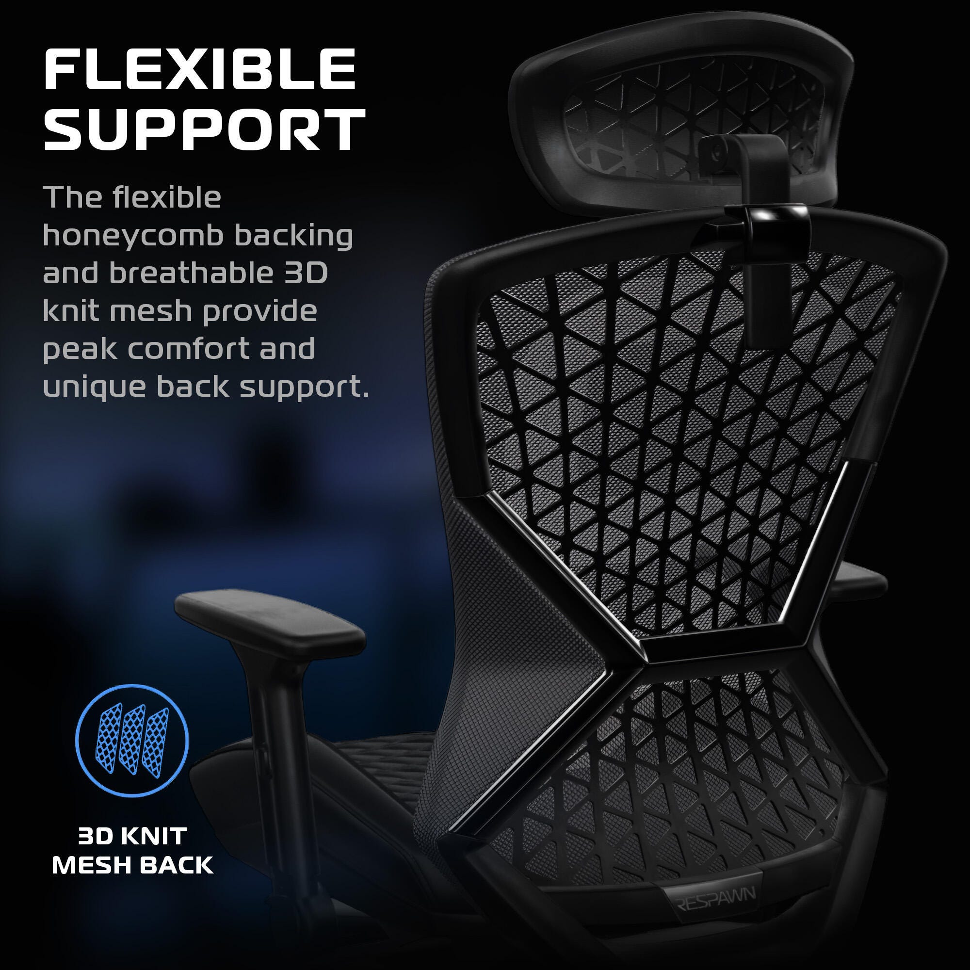 RESPAWN SPIRE Mesh Gaming Chair, Black, large