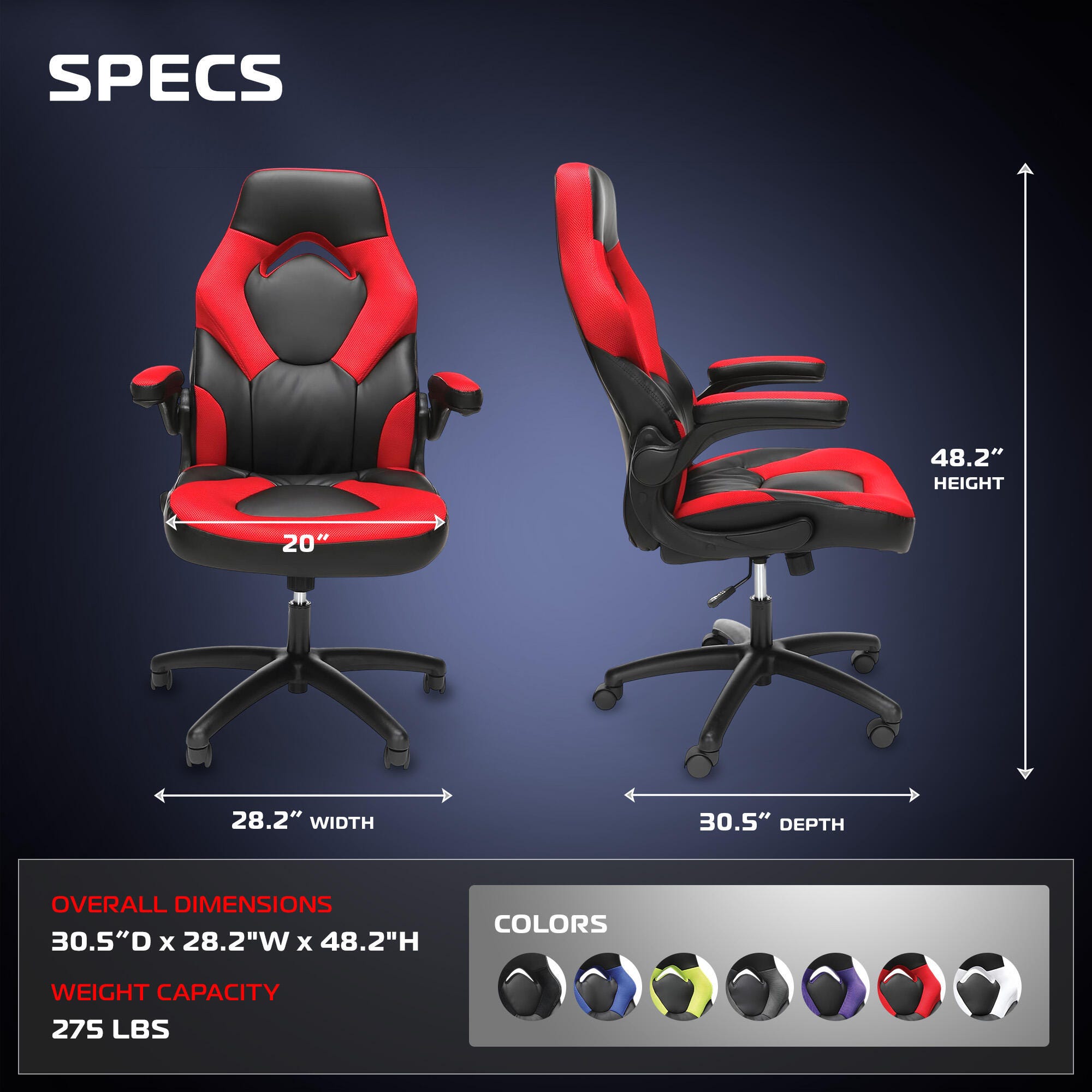 RESPAWN 3085 Ergonomic Gaming Chair, Red, large