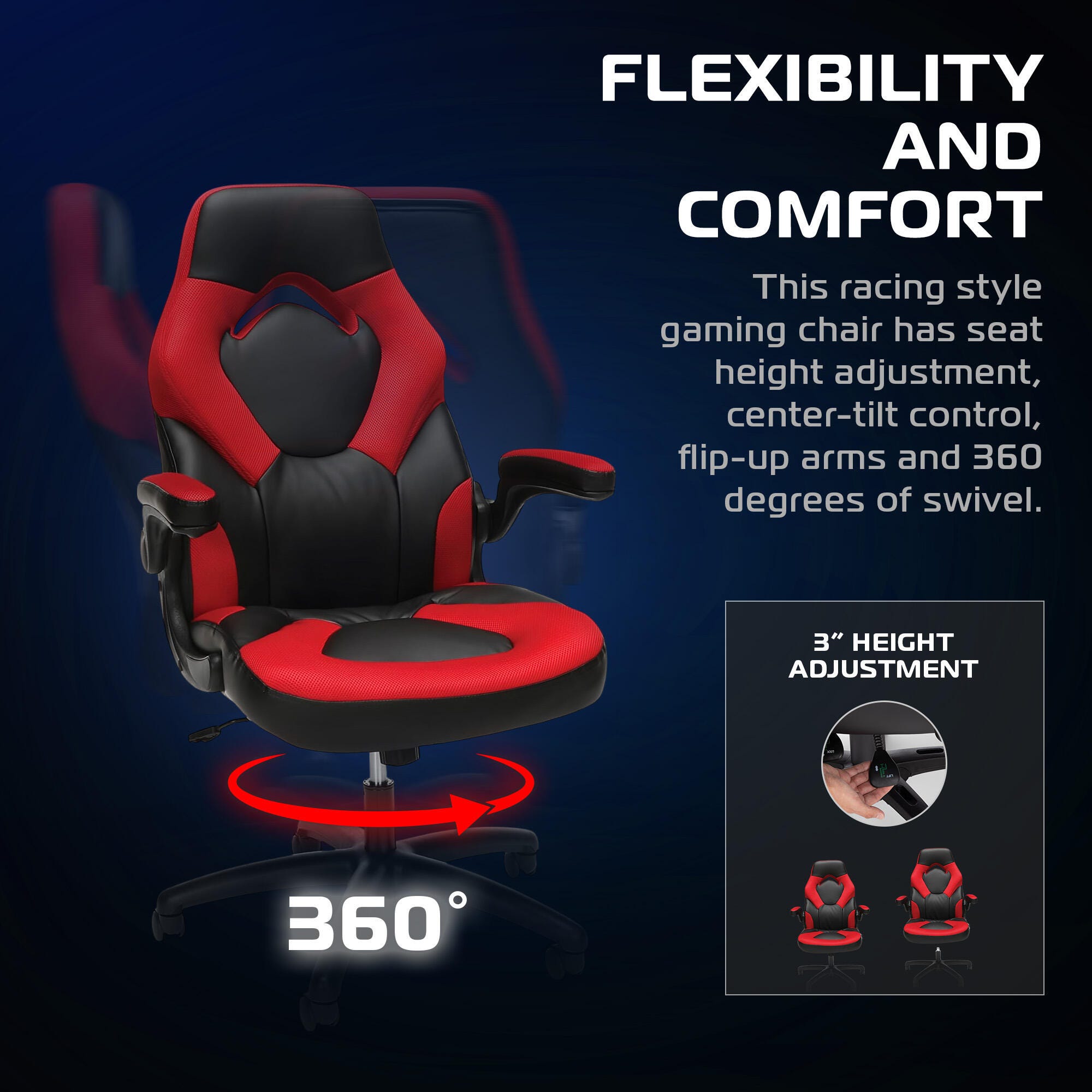 RESPAWN 3085 Ergonomic Gaming Chair, Red, large