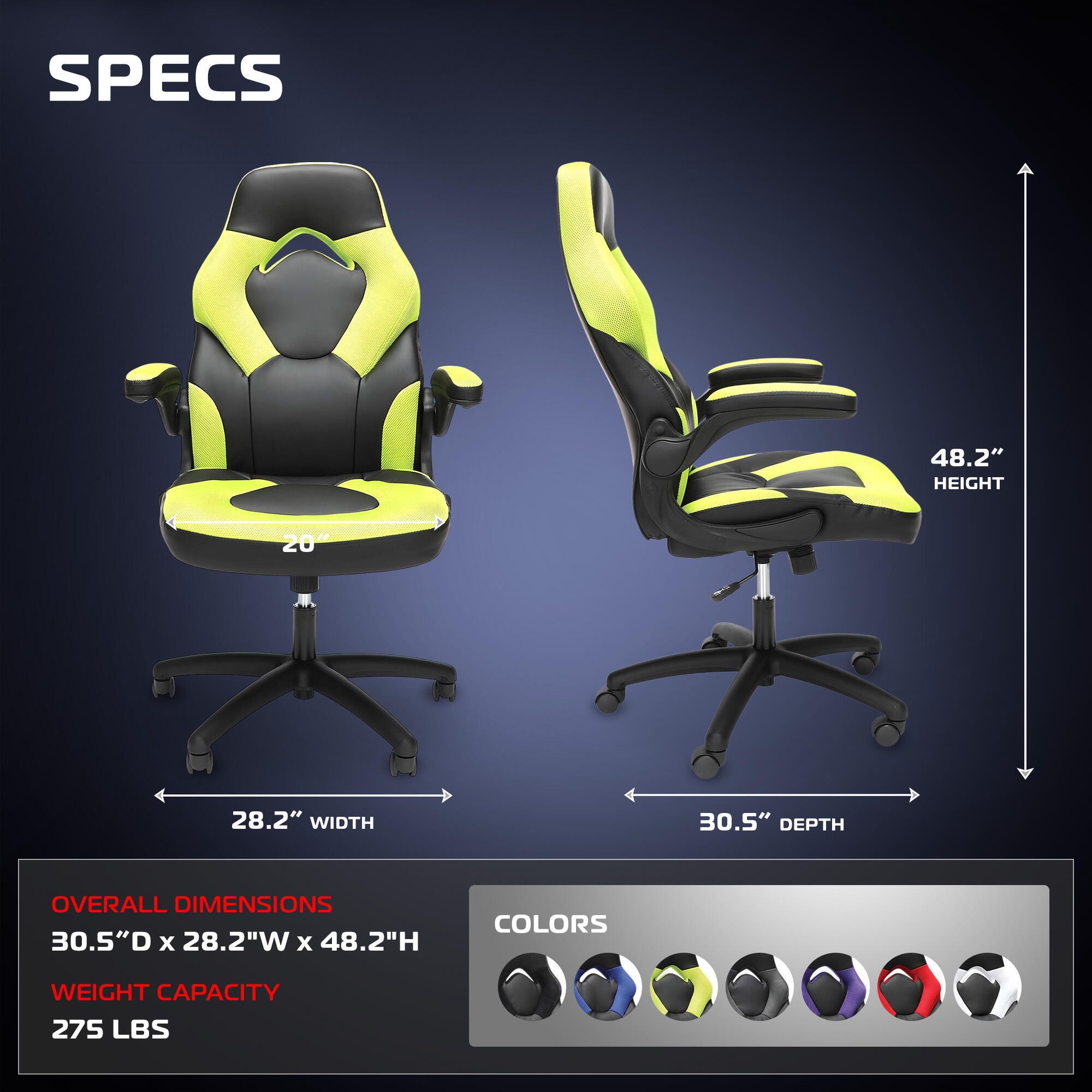 RESPAWN 3085 Ergonomic Gaming Chair, Green, large