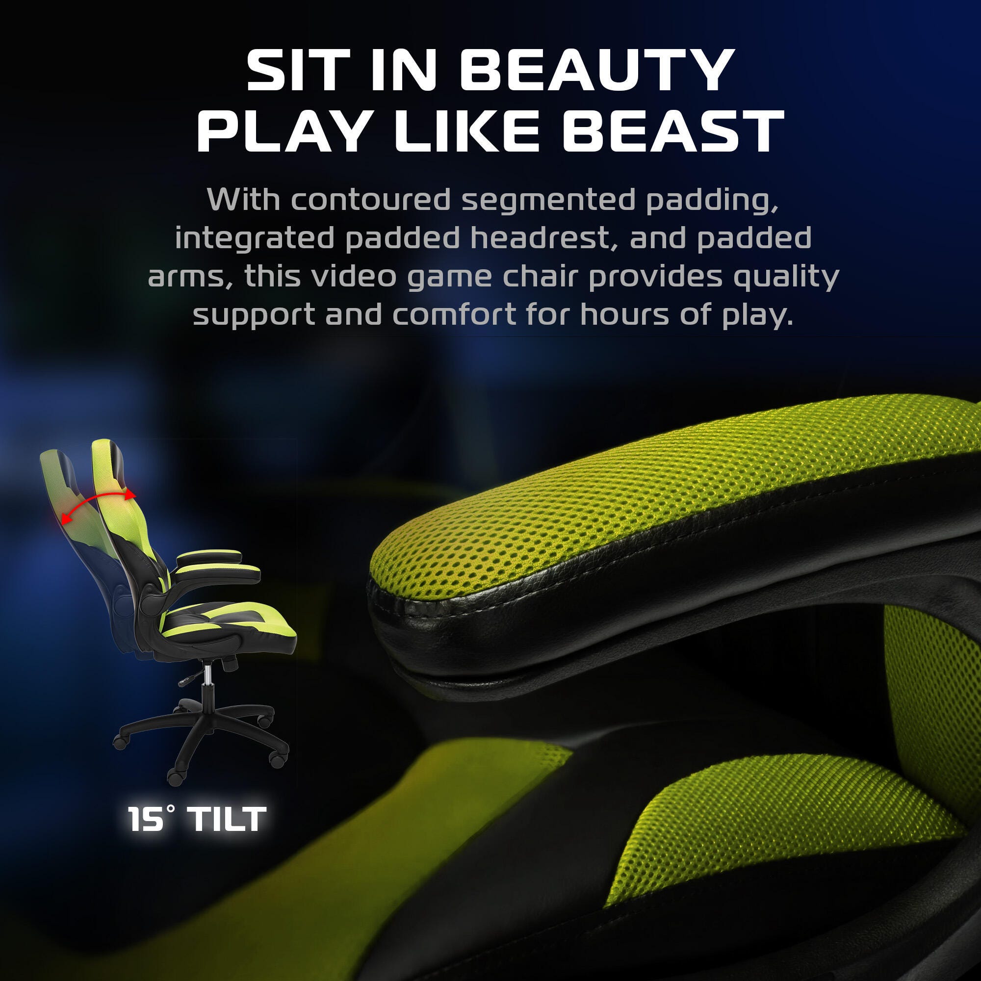 RESPAWN 3085 Ergonomic Gaming Chair, Green, large