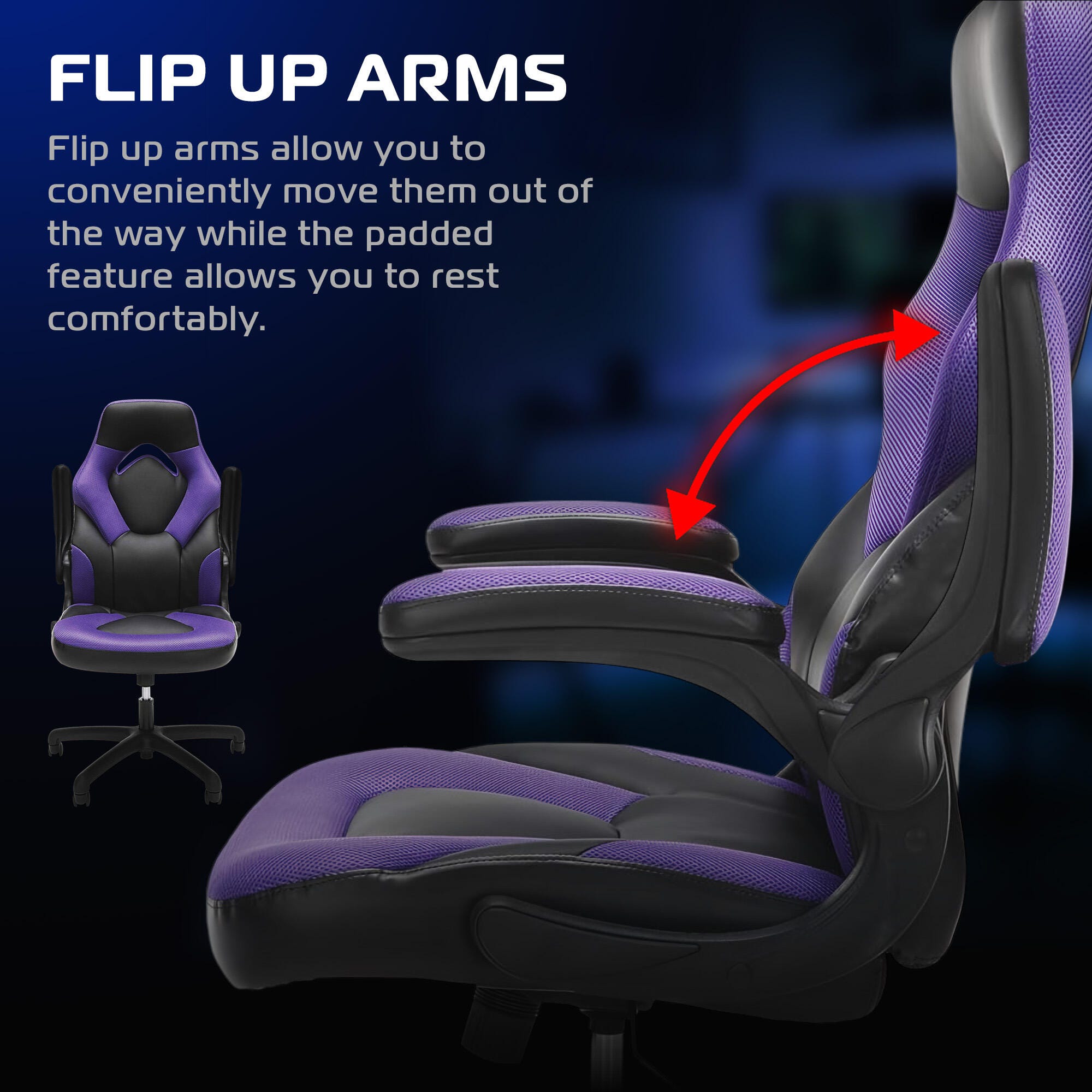 RESPAWN 3085 Ergonomic Gaming Chair, Purple, large