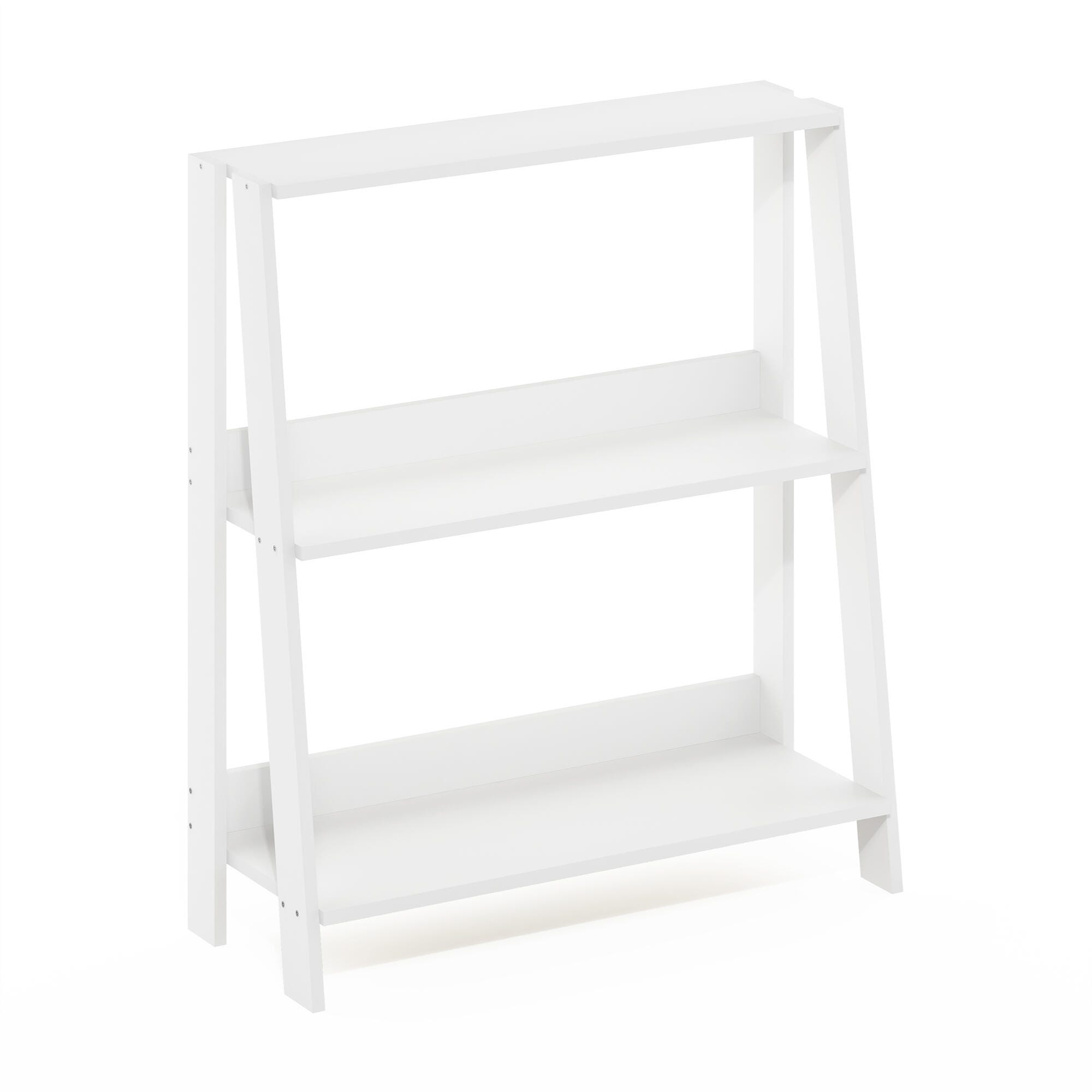 Furinno 27" Ladder Bookcase, White, large