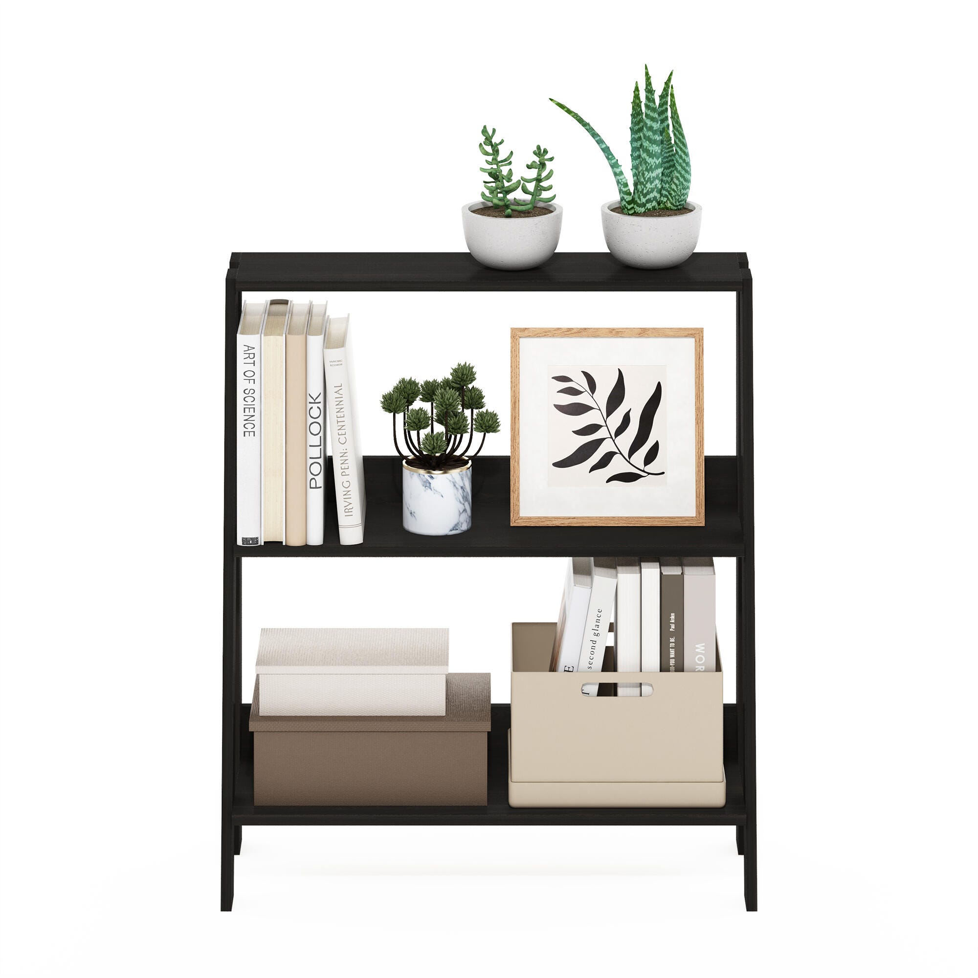 Furinno 27" Ladder Bookcase, Espresso, large