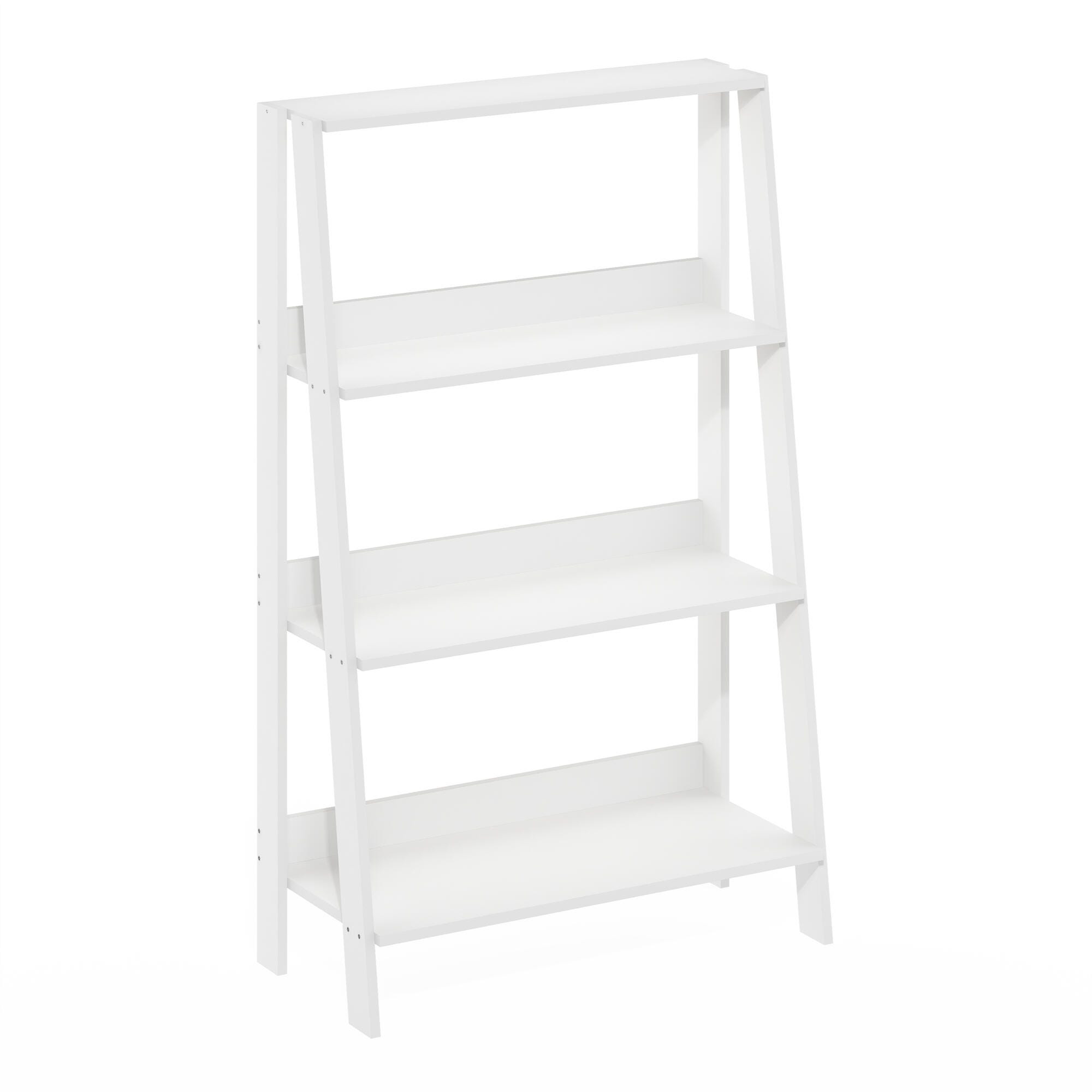 Furinno 38" Ladder Bookcase, White, large