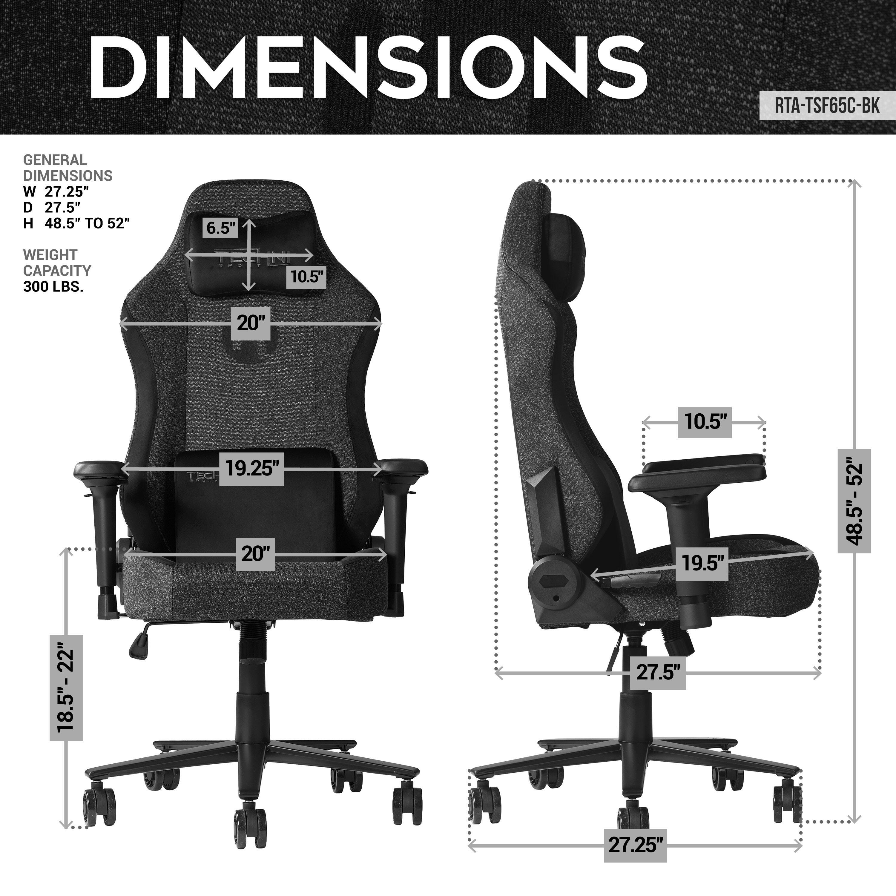 Techni Sport Gaming Chair, Black, large