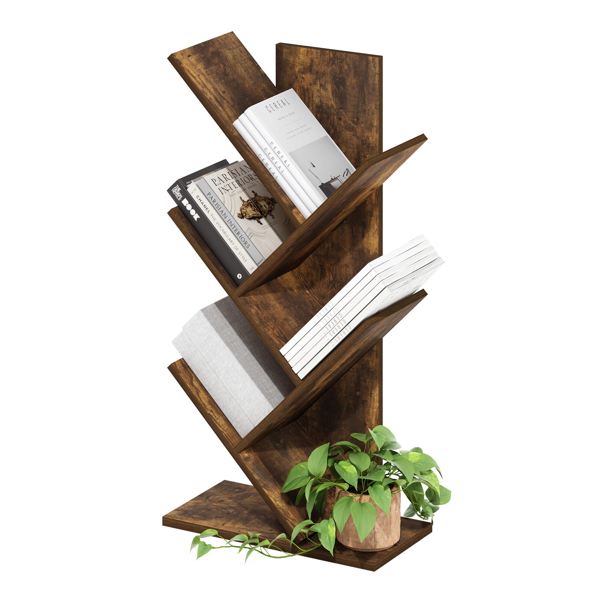 Furinno 30" Tree Bookshelf, Amber Pine, large