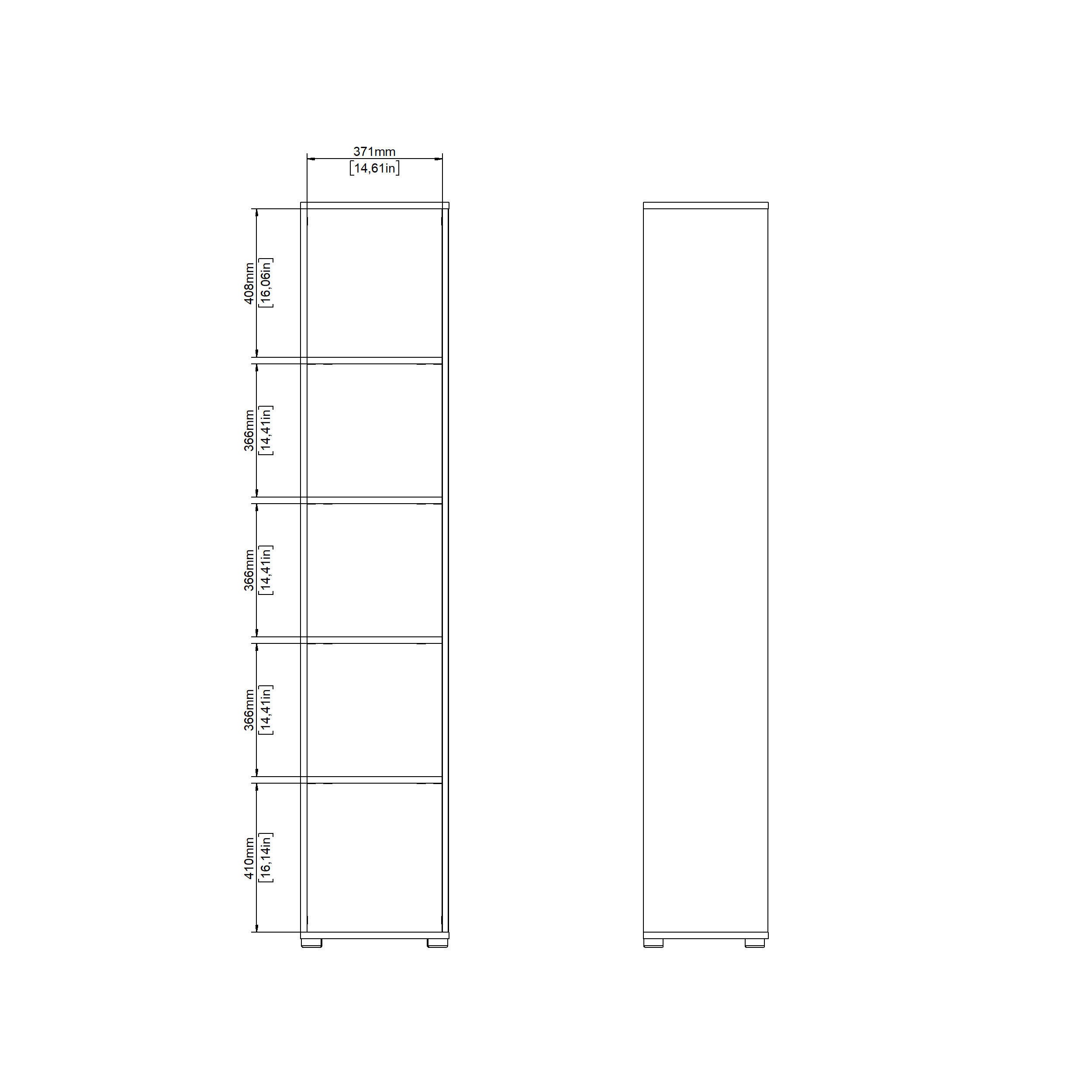 Sign 5 Shelf Narrow Bookcase, Jackson Hickory/White, large