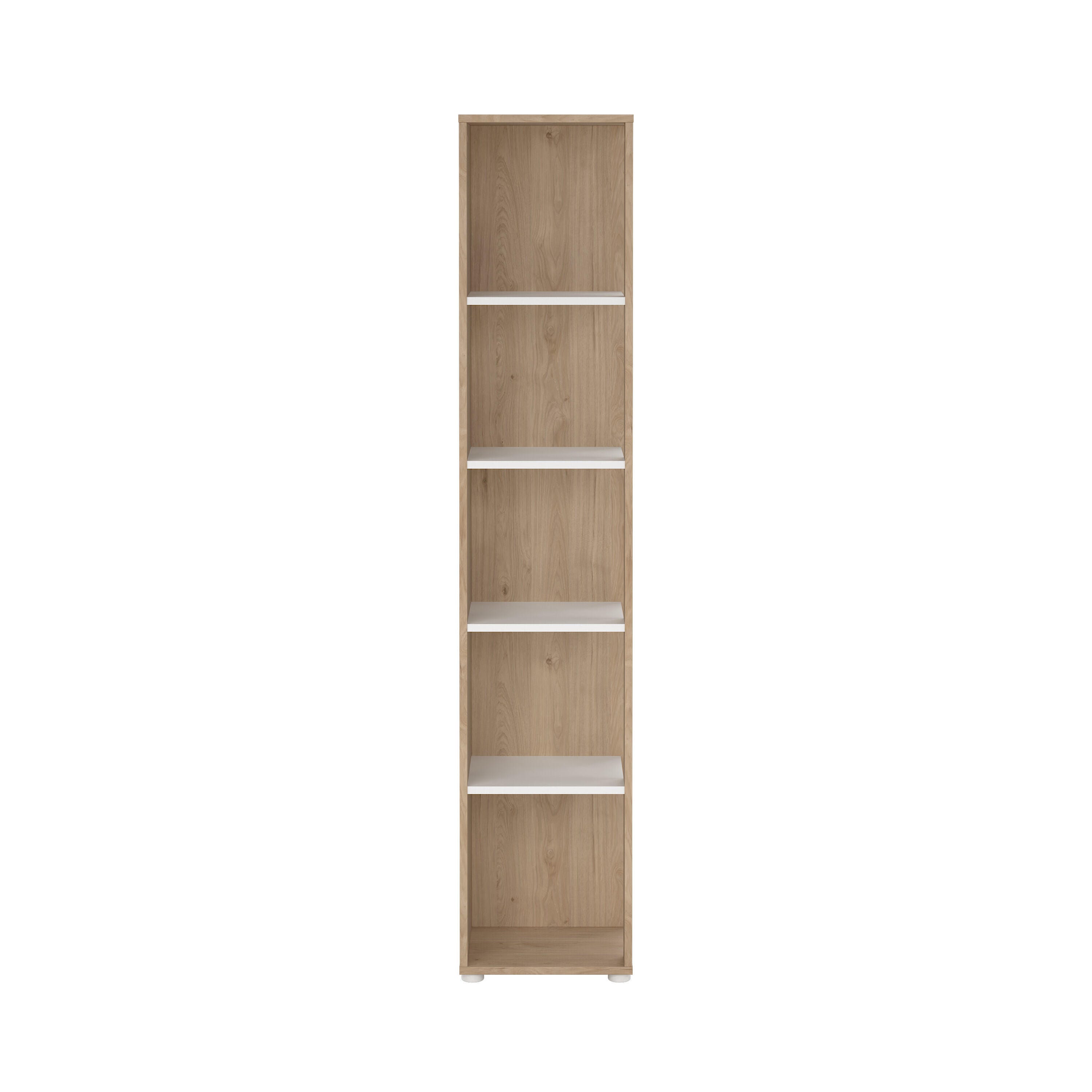 Sign 5 Shelf Narrow Bookcase, Jackson Hickory/White, large