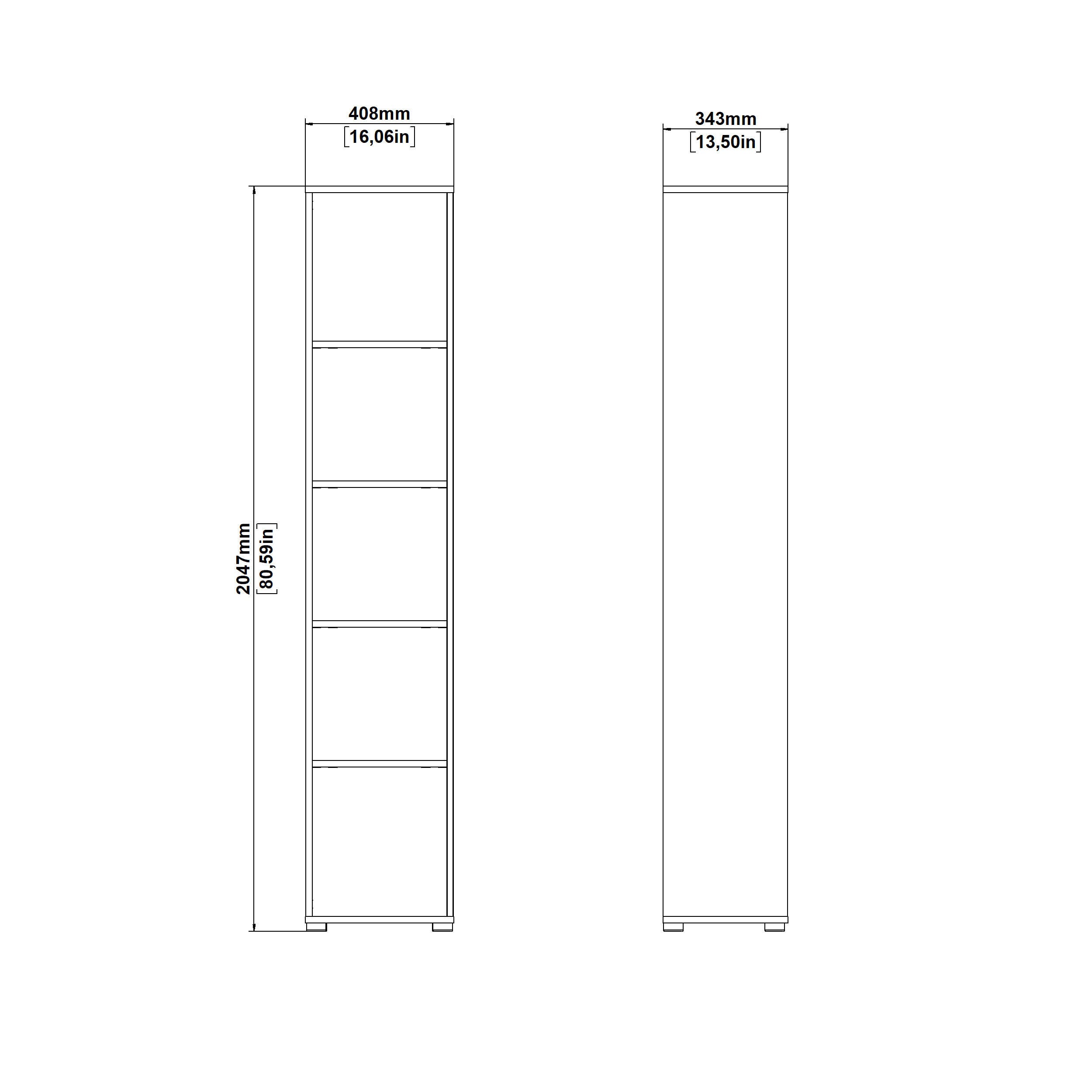 Sign 5 Shelf Narrow Bookcase, Jackson Hickory/White, large