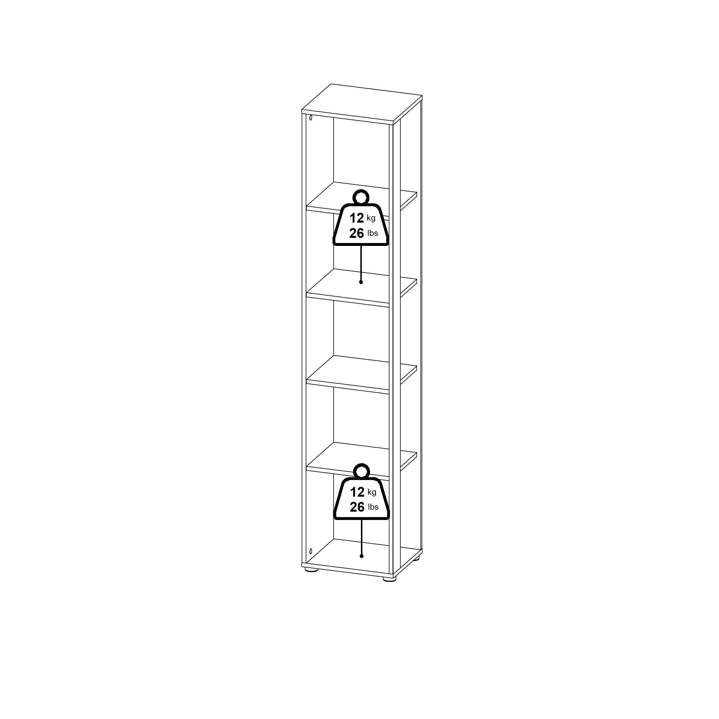 Sign 5 Shelf Narrow Bookcase, Jackson Hickory/Gray, large