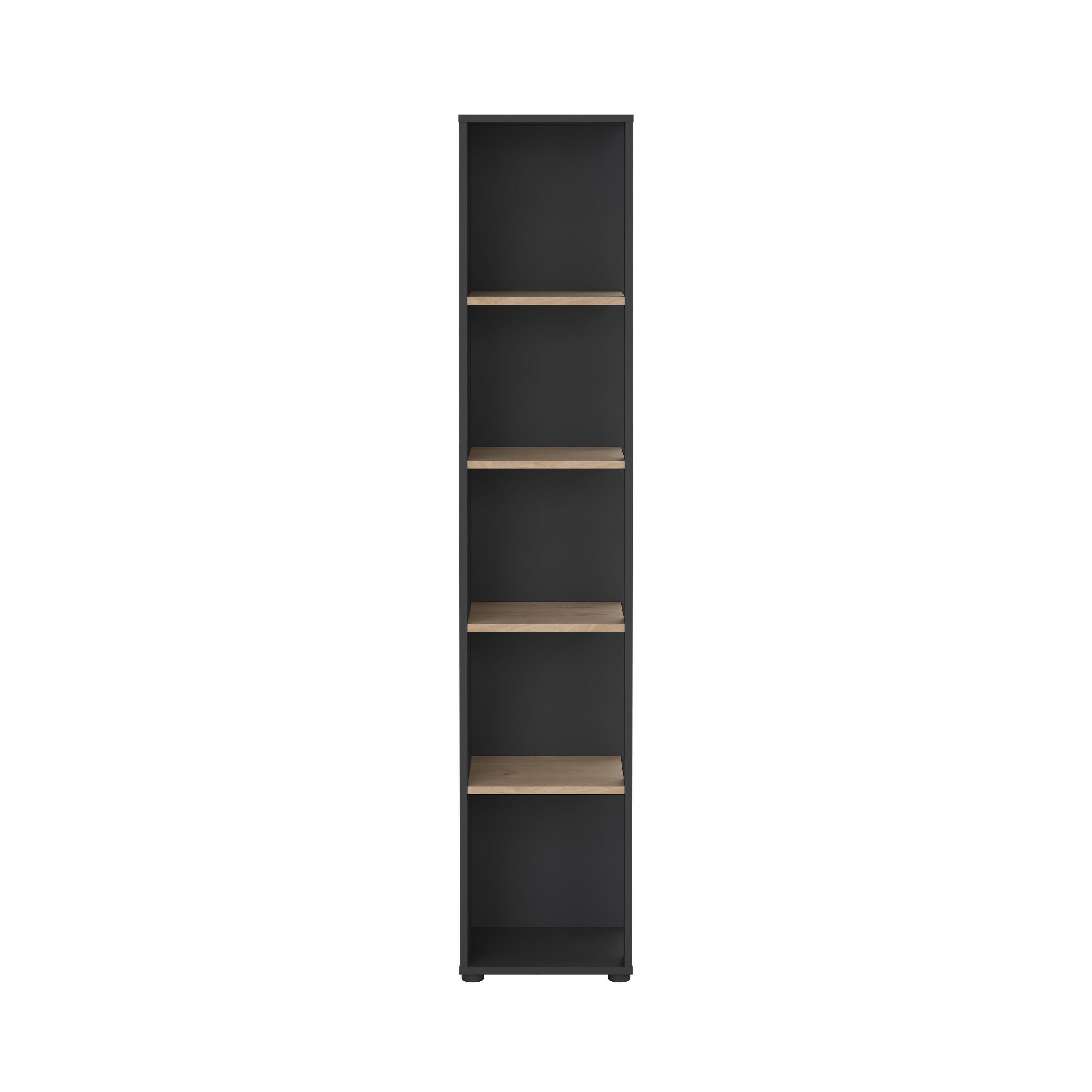 Sign 5 Shelf Narrow Bookcase, Jackson Hickory/Gray, large