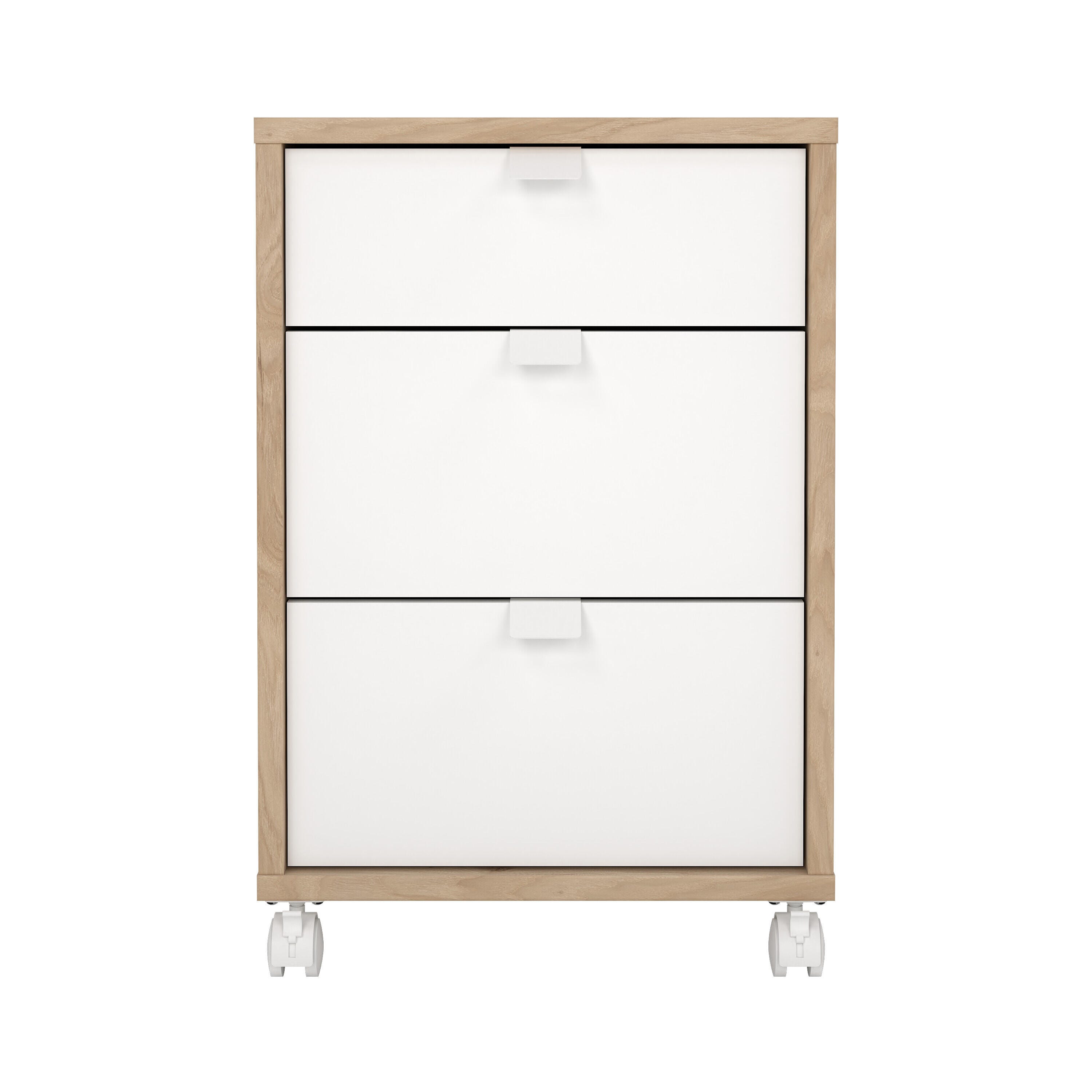 Sign Mobile Cabinet with 3 Drawers, Jackson Hickory/White, large