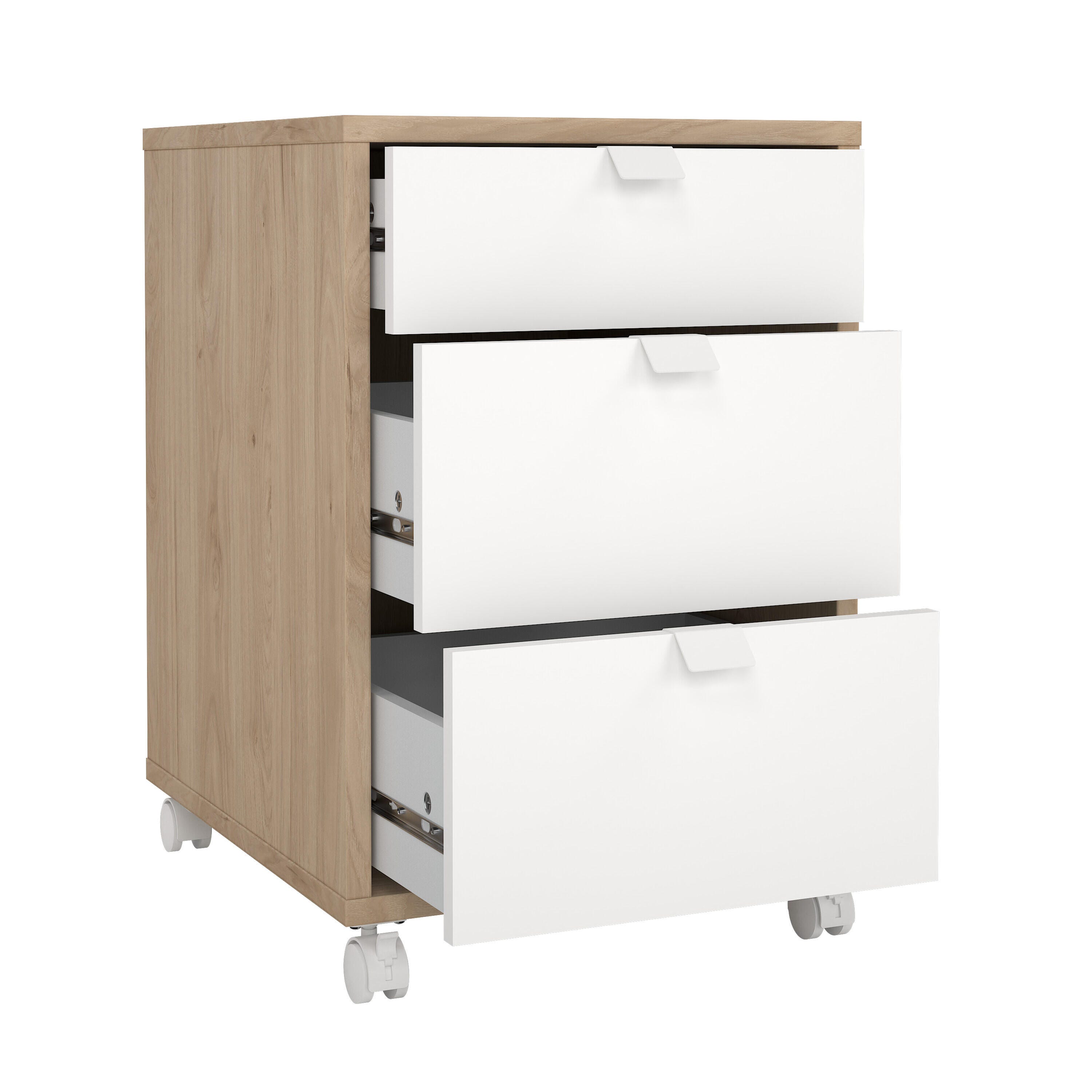 Sign Mobile Cabinet with 3 Drawers, Jackson Hickory/White, large