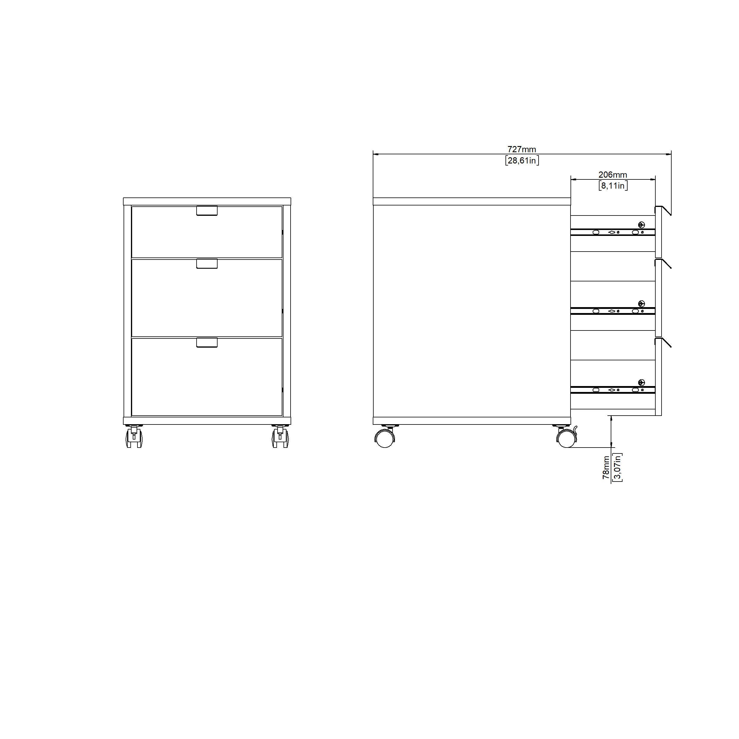 Sign Mobile Cabinet with 3 Drawers, Jackson Hickory/Gray, large