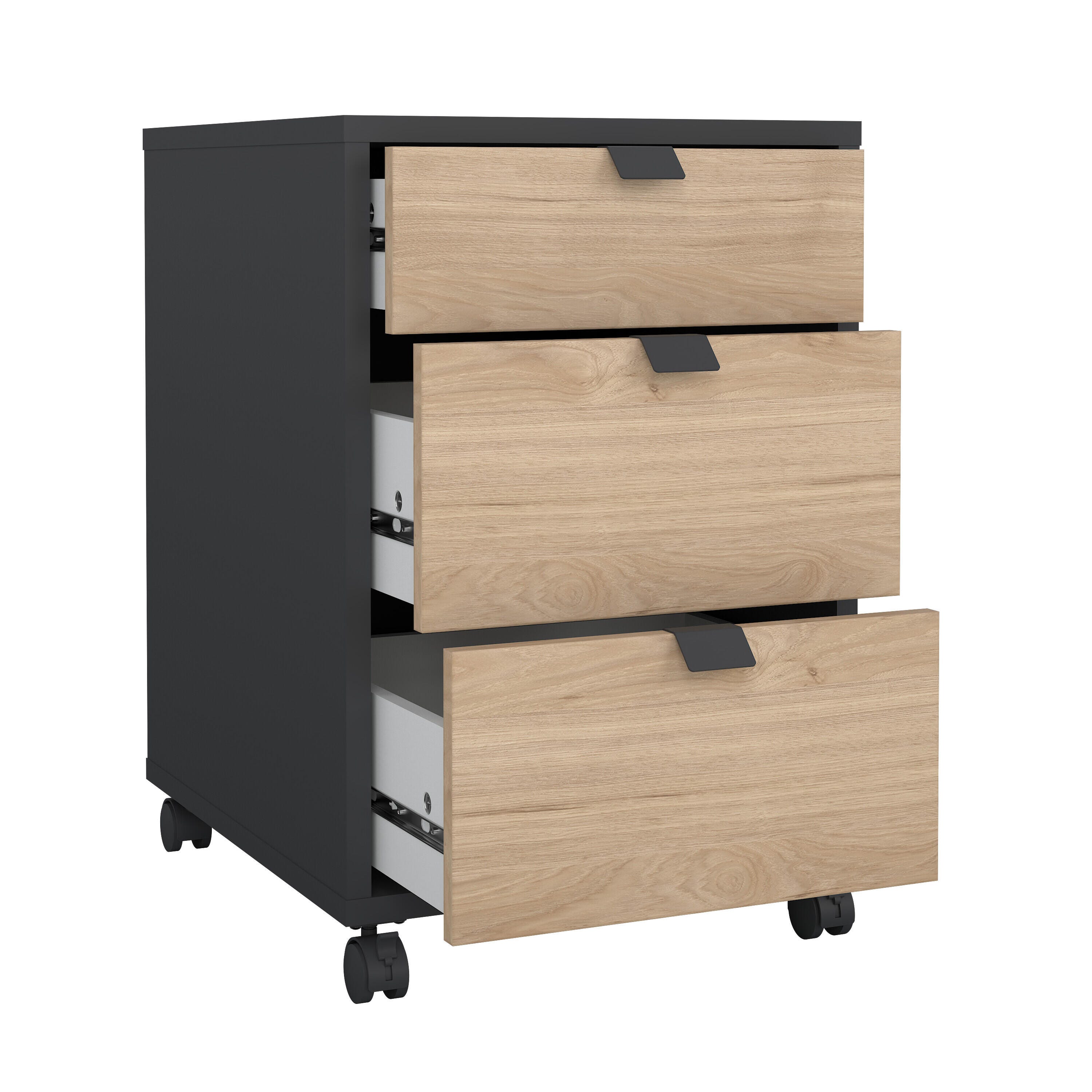 Sign Mobile Cabinet with 3 Drawers, Jackson Hickory/Gray, large