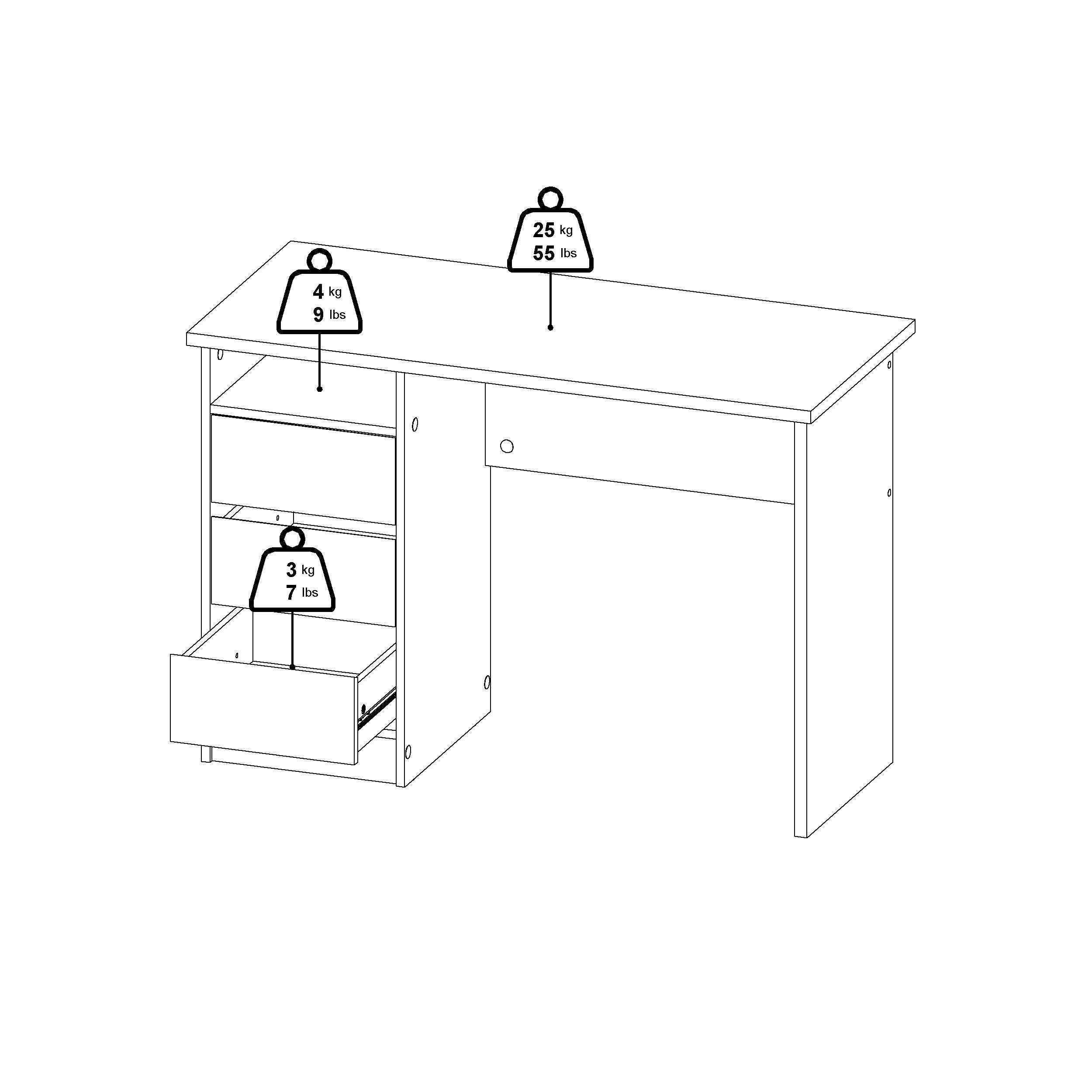 Wes Writing Desk with 3 Storage Drawers, , large