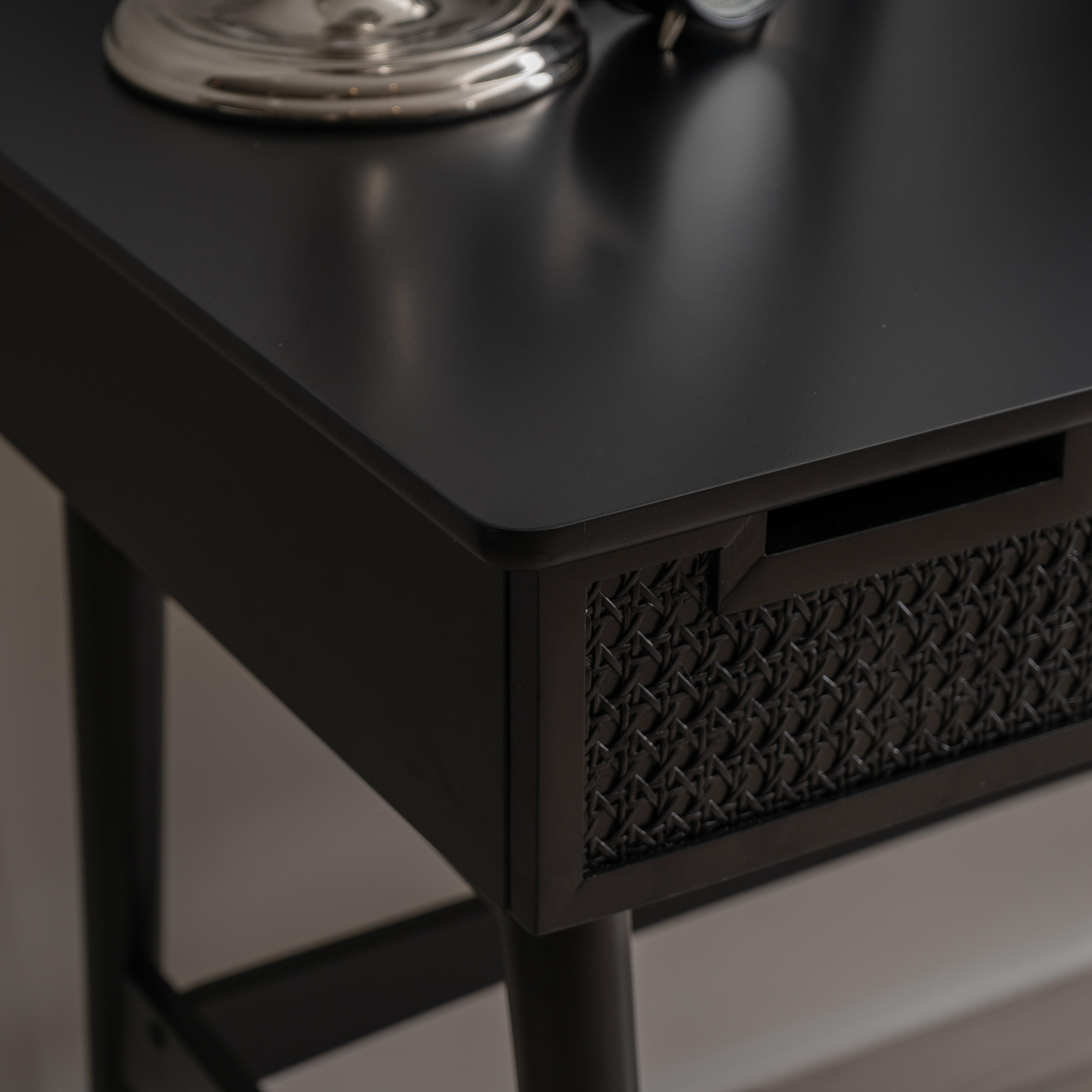 Linon Cadman Rattan Desk, Black, large