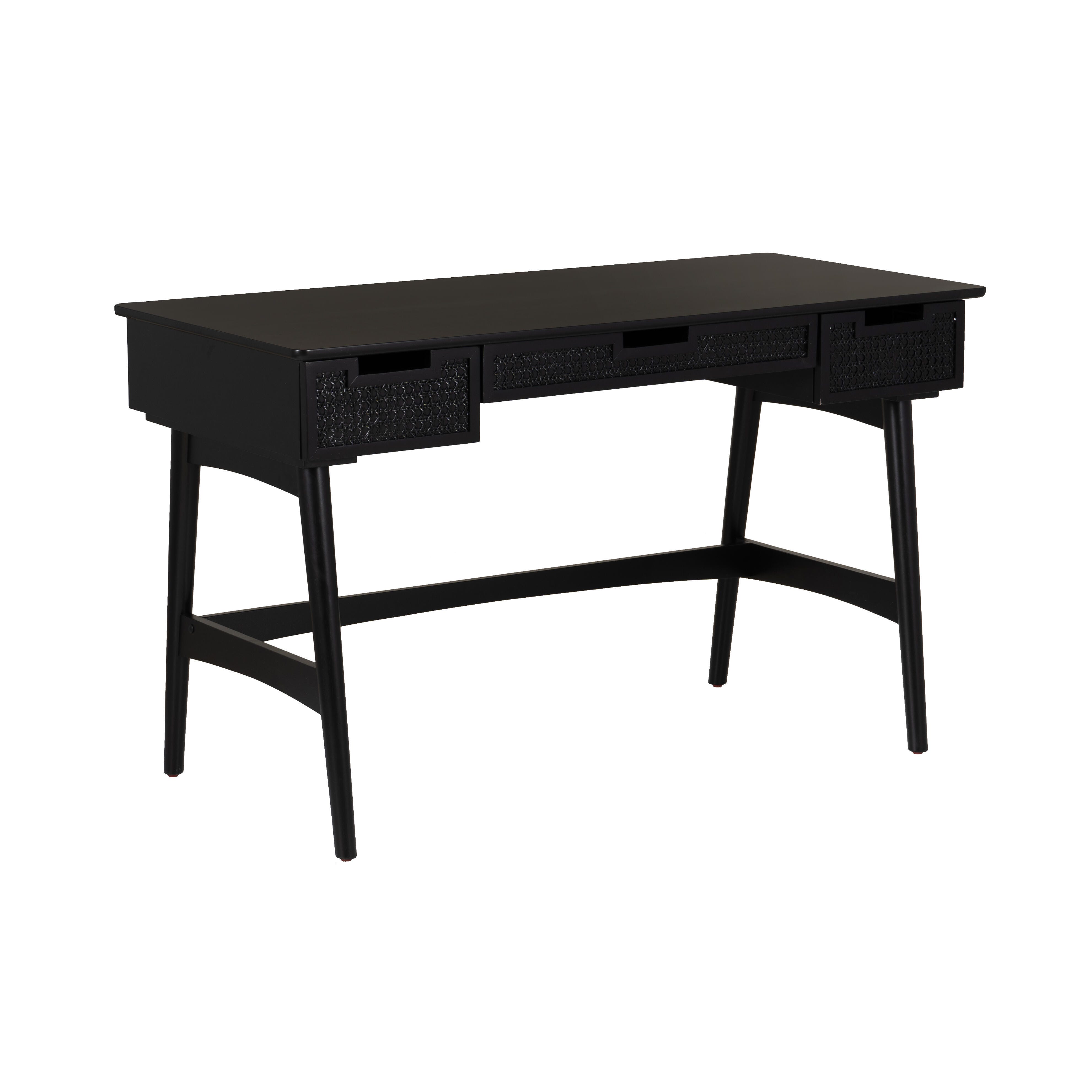 Linon Cadman Rattan Desk, Black, large