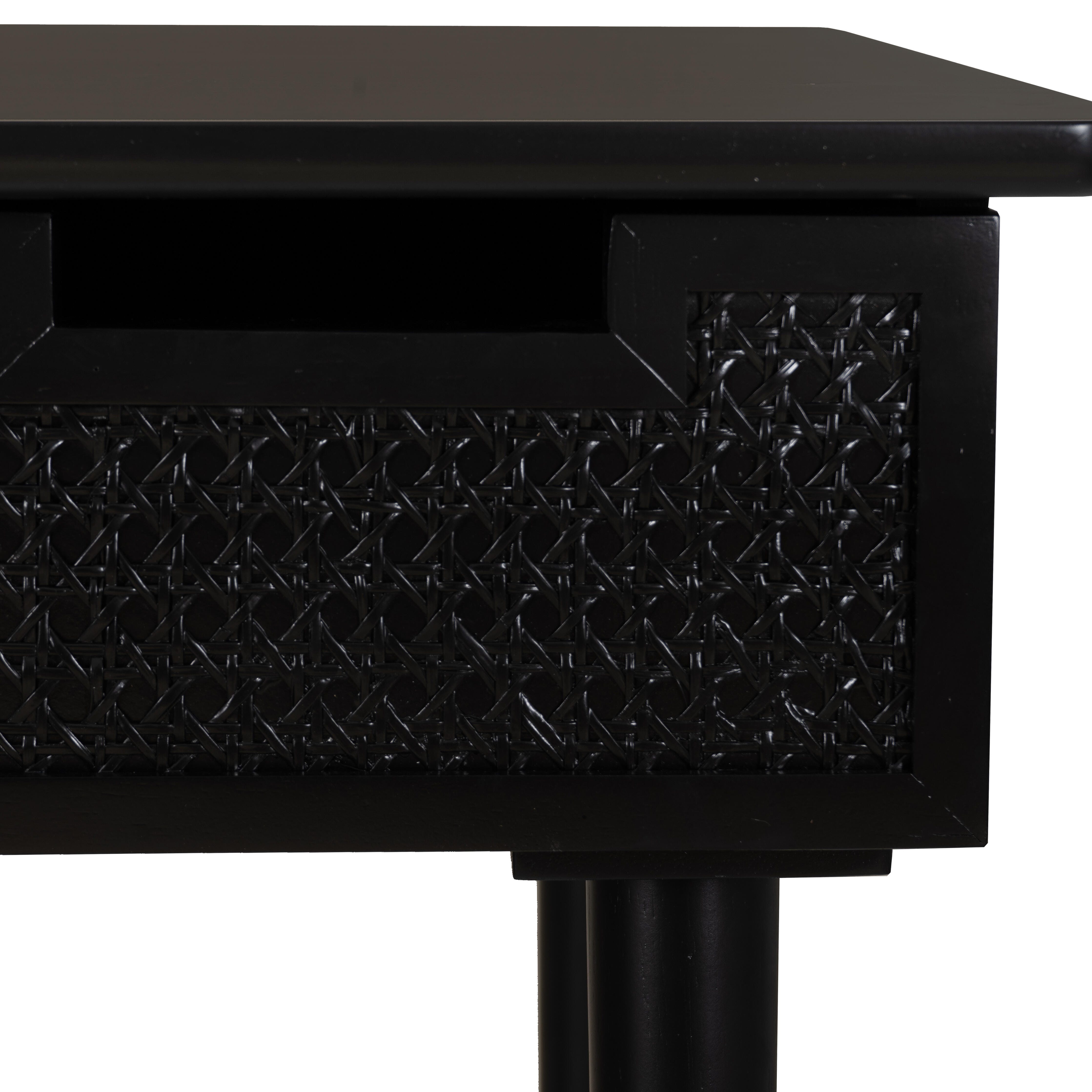 Linon Cadman Rattan Desk, Black, large