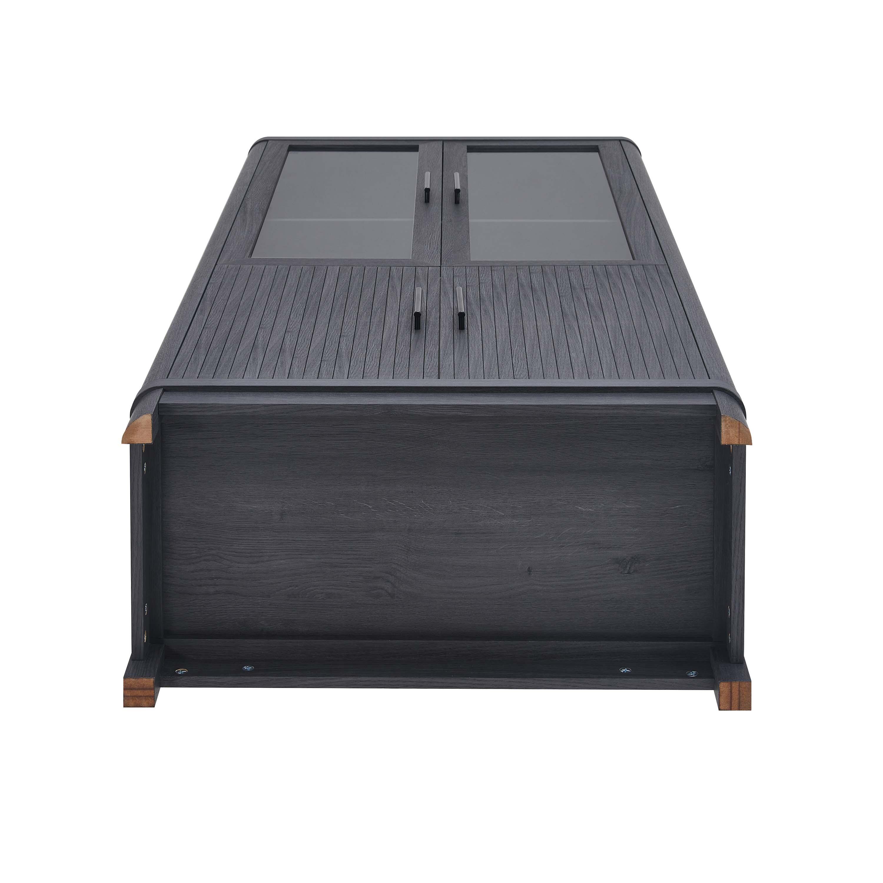 Manhattan Comfort Jodie 68" Bookcase With Tempered Glass Doors, Charcoal Gray, large