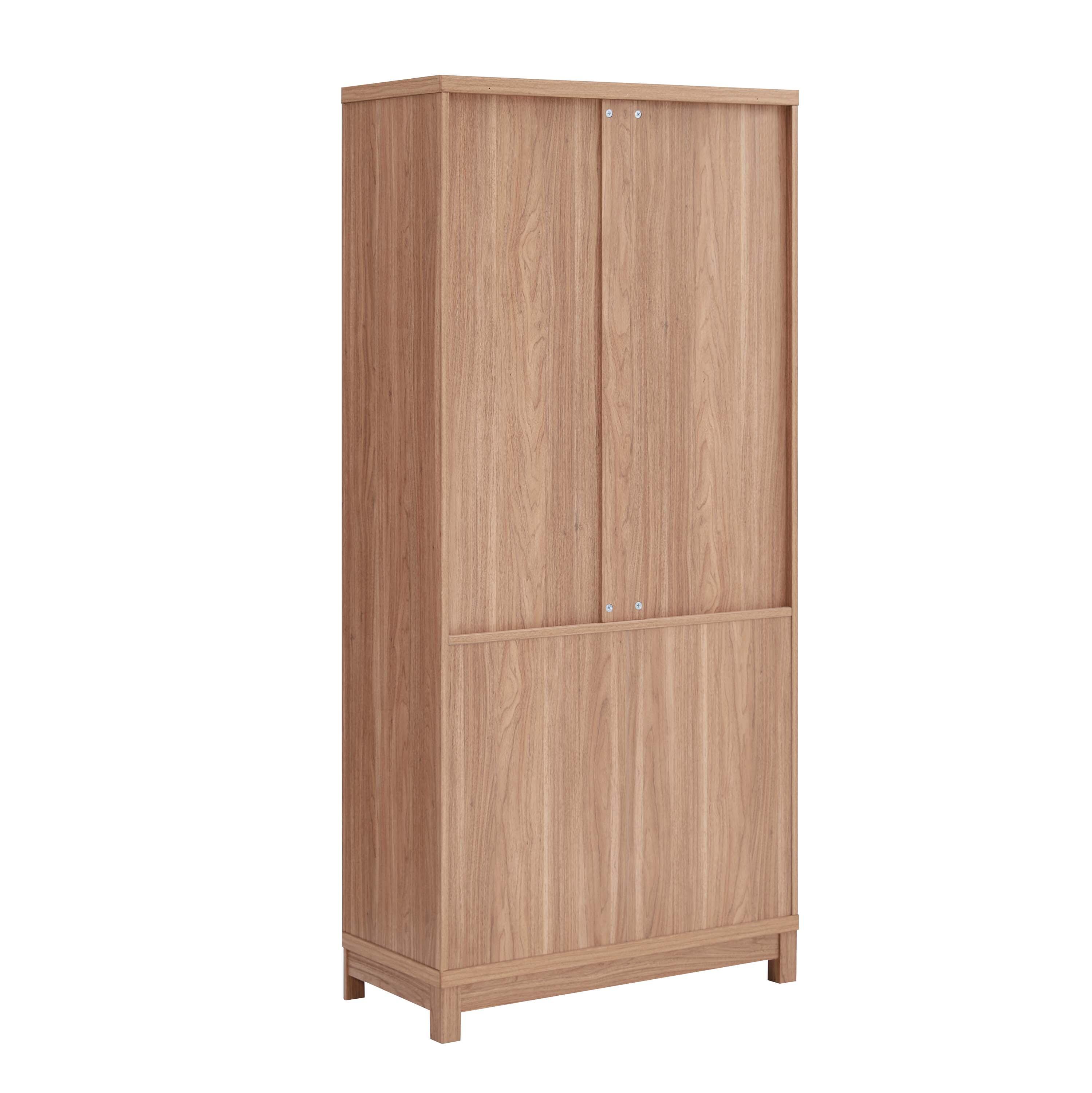 Manhattan Comfort Jodie 68" Bookcase With Tempered Glass Doors, Maple, large