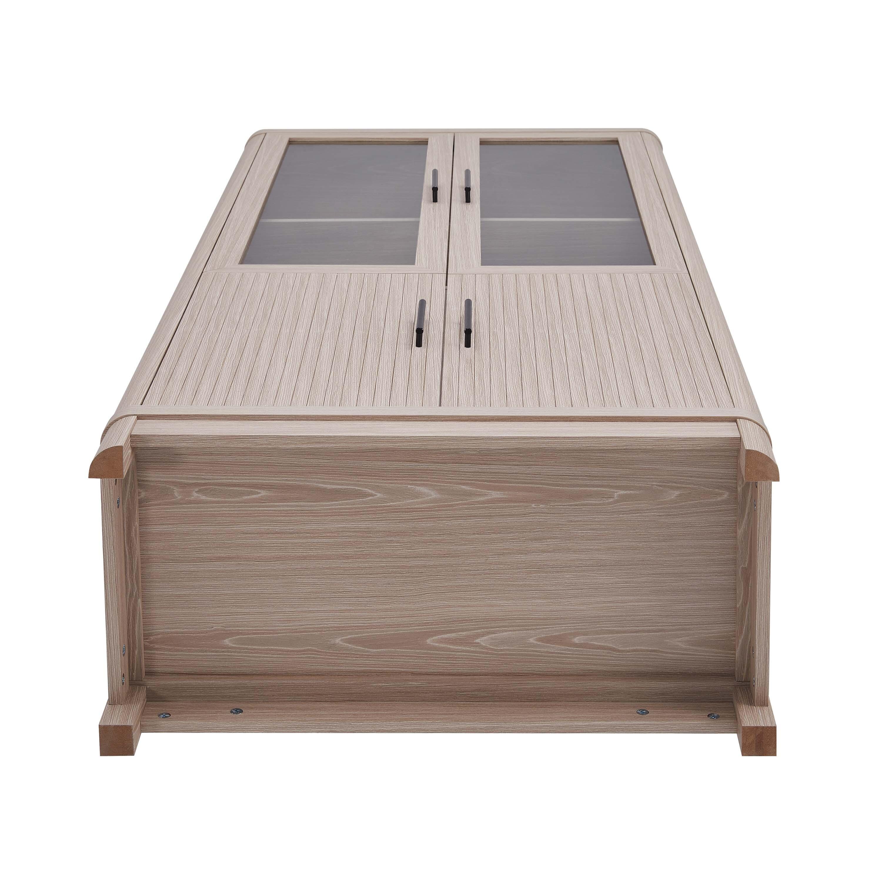 Manhattan Comfort Jodie 68" Bookcase With Tempered Glass Doors, White Washed Oak, large