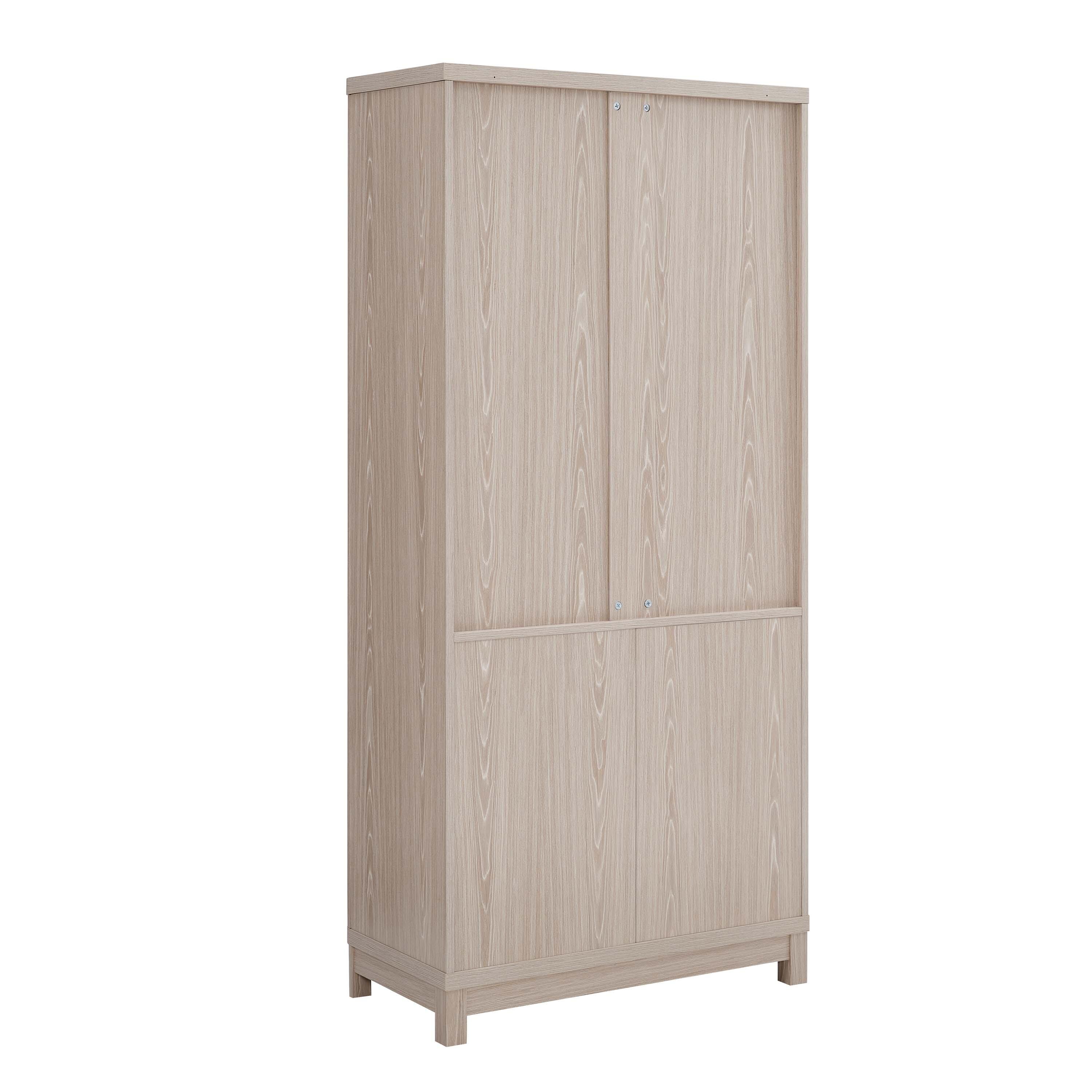 Manhattan Comfort Jodie 68" Bookcase With Tempered Glass Doors, White Washed Oak, large